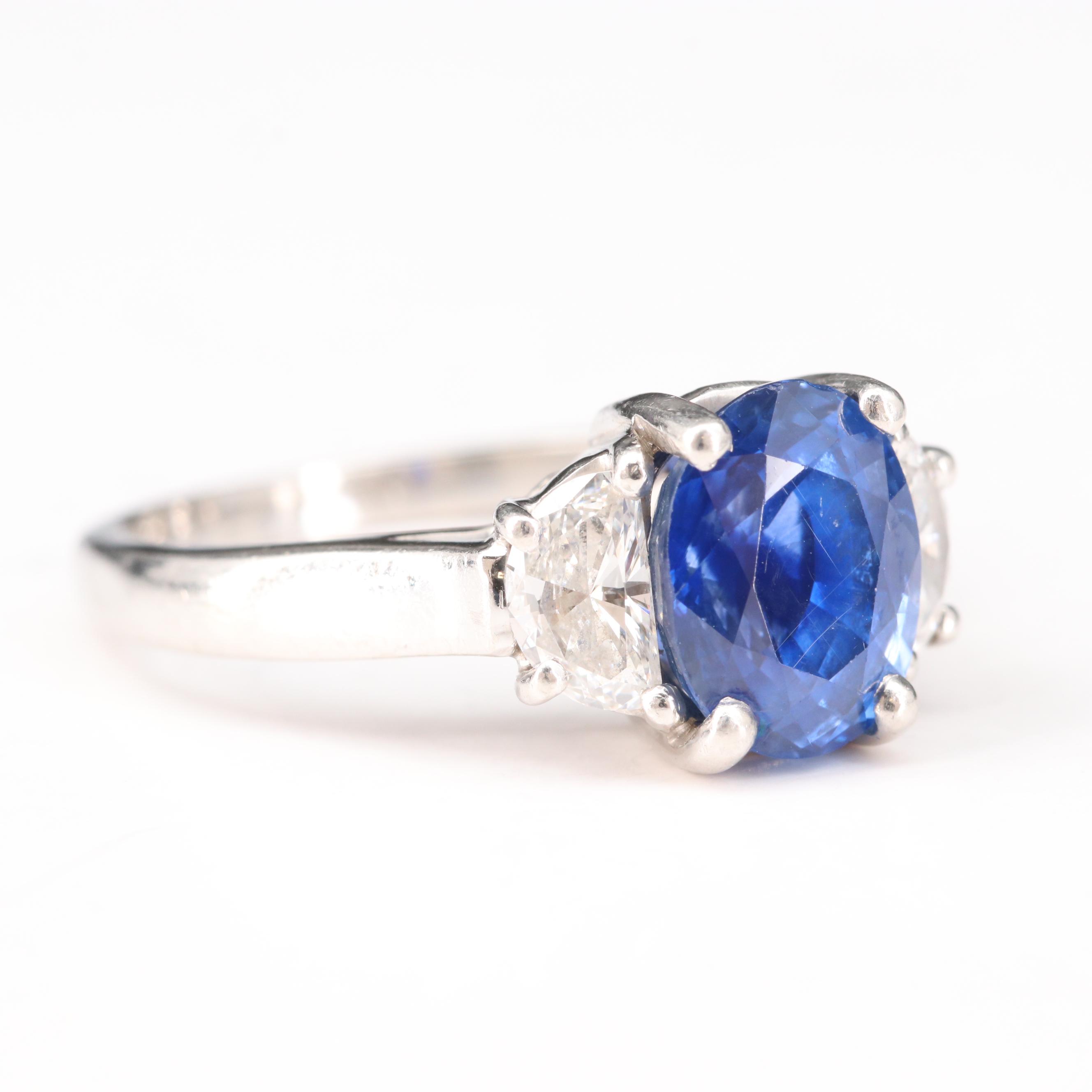 Platinum 3.60 CT Sapphire and Diamond Ring