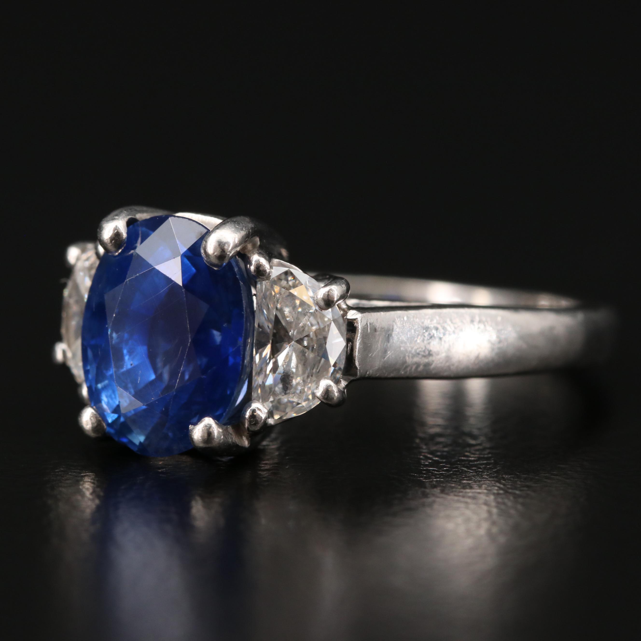 Platinum 3.60 CT Sapphire and Diamond Ring
