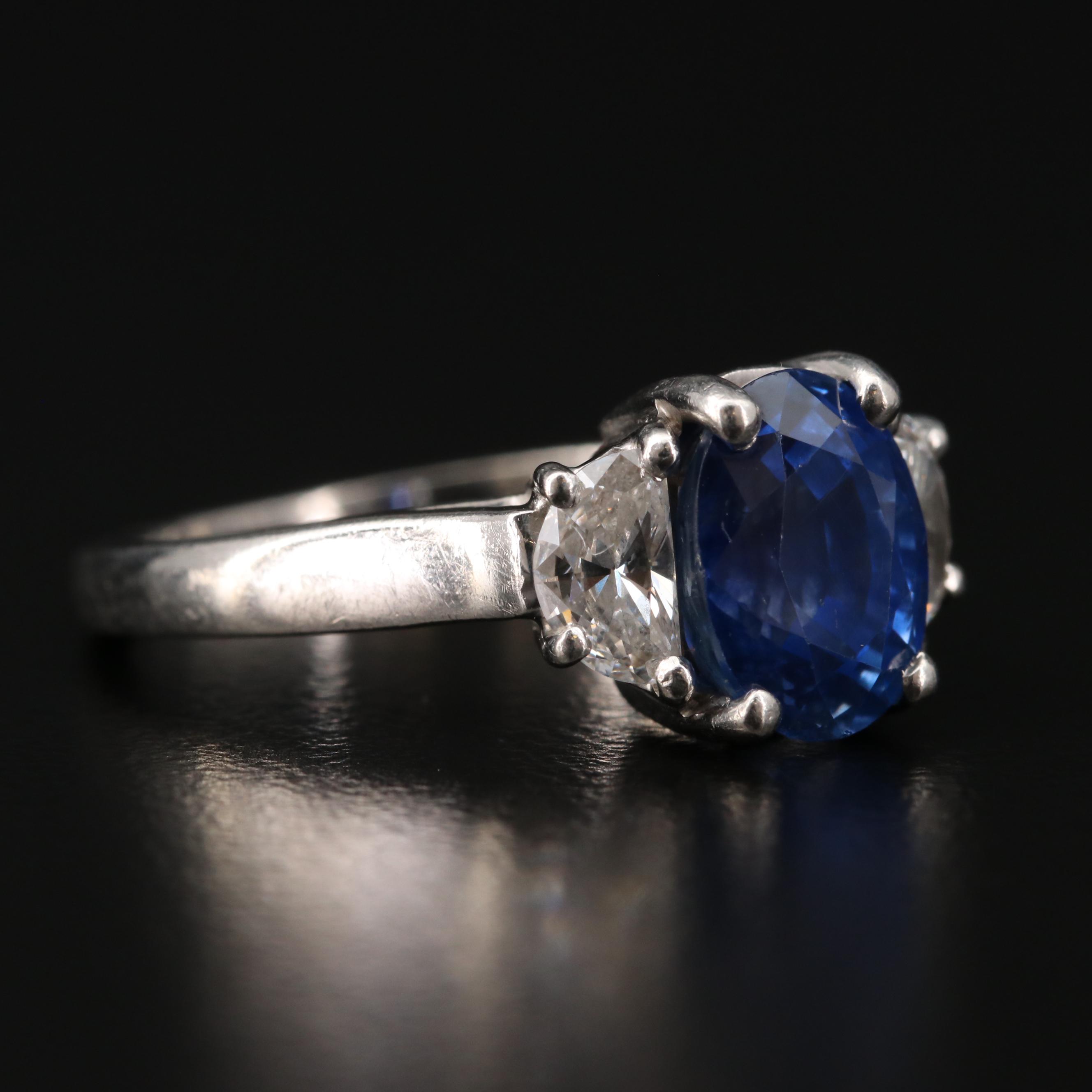 Platinum 3.60 CT Sapphire and Diamond Ring