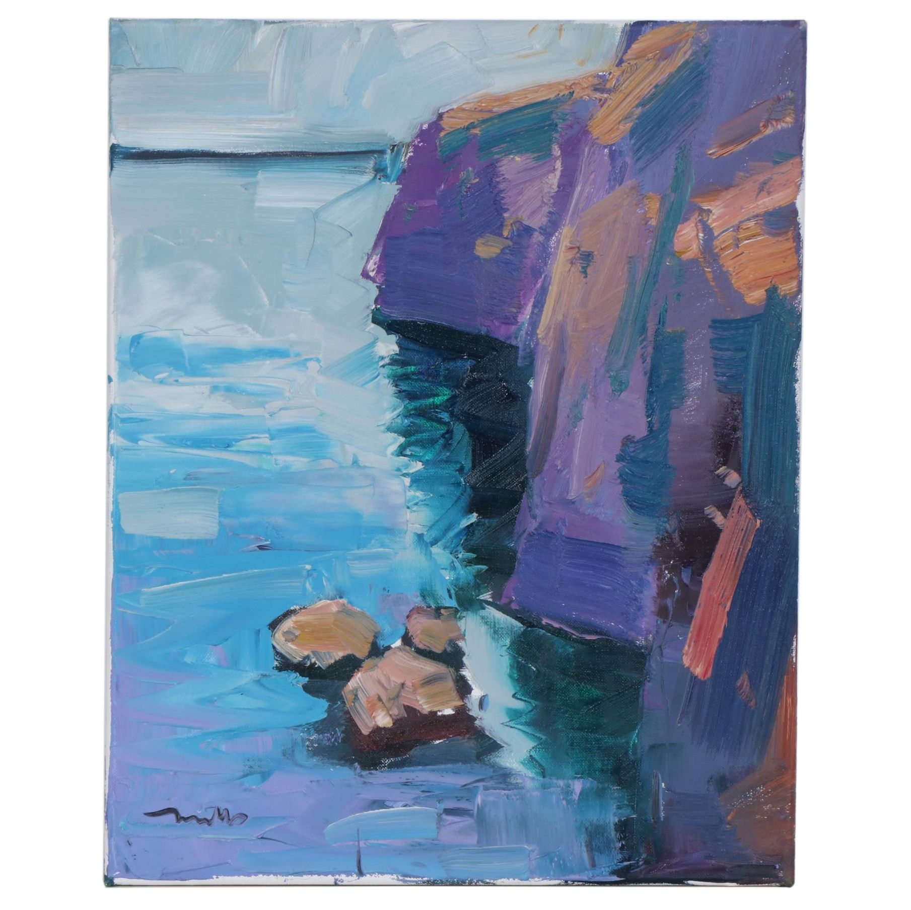 Jose Trujillo Oil Painting "Cliff Diving"