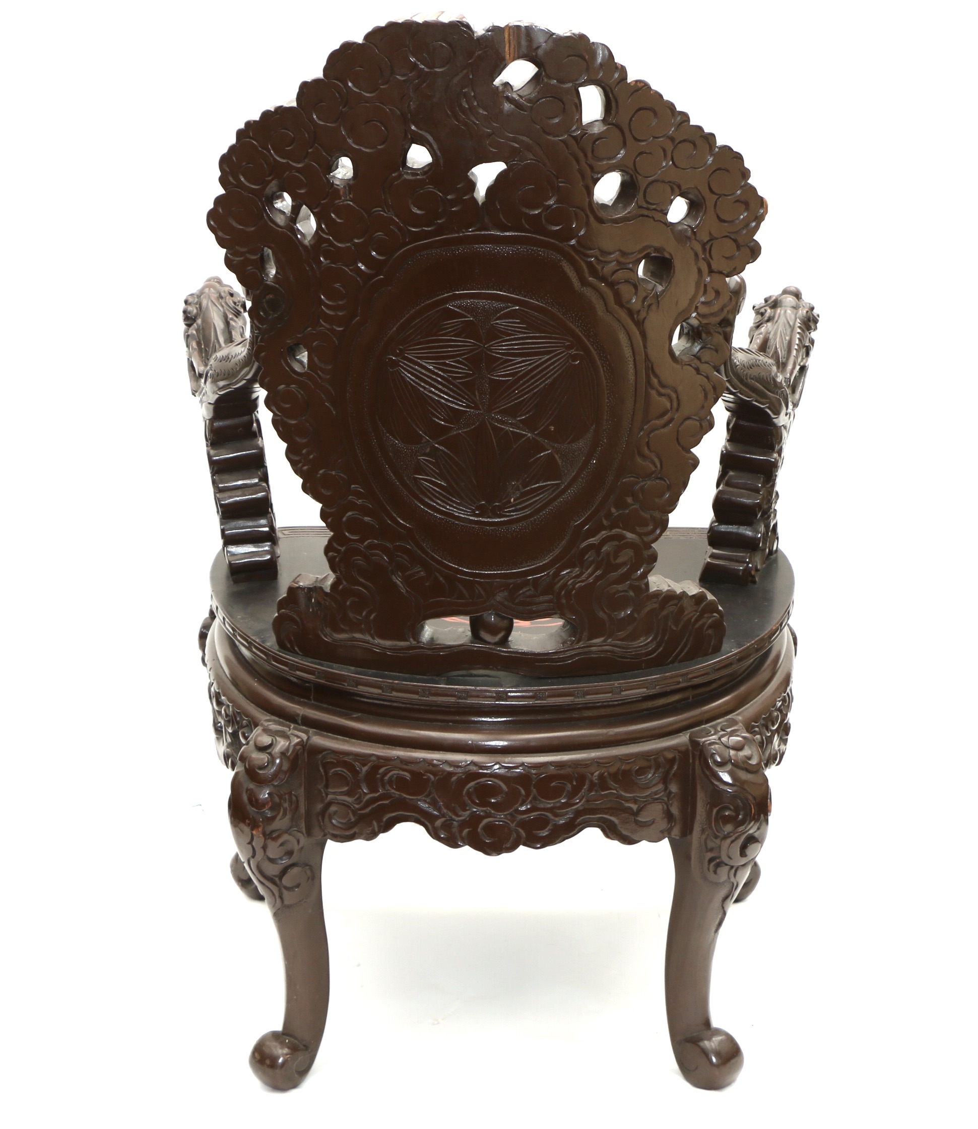 Chinese Throne Chair with Dragon and Phoenix Motifs, 20th Century