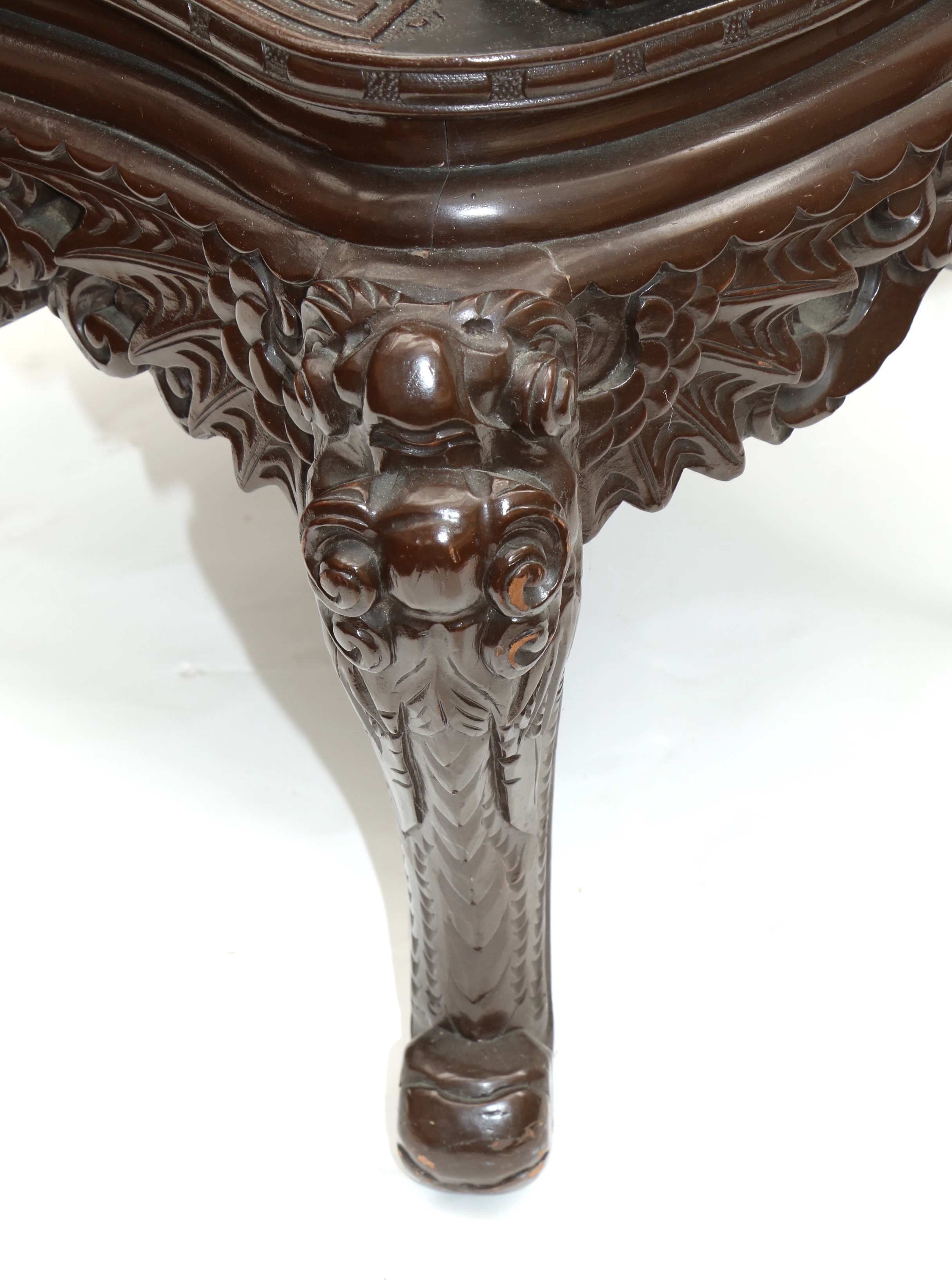 Chinese Throne Chair with Dragon and Phoenix Motifs, 20th Century