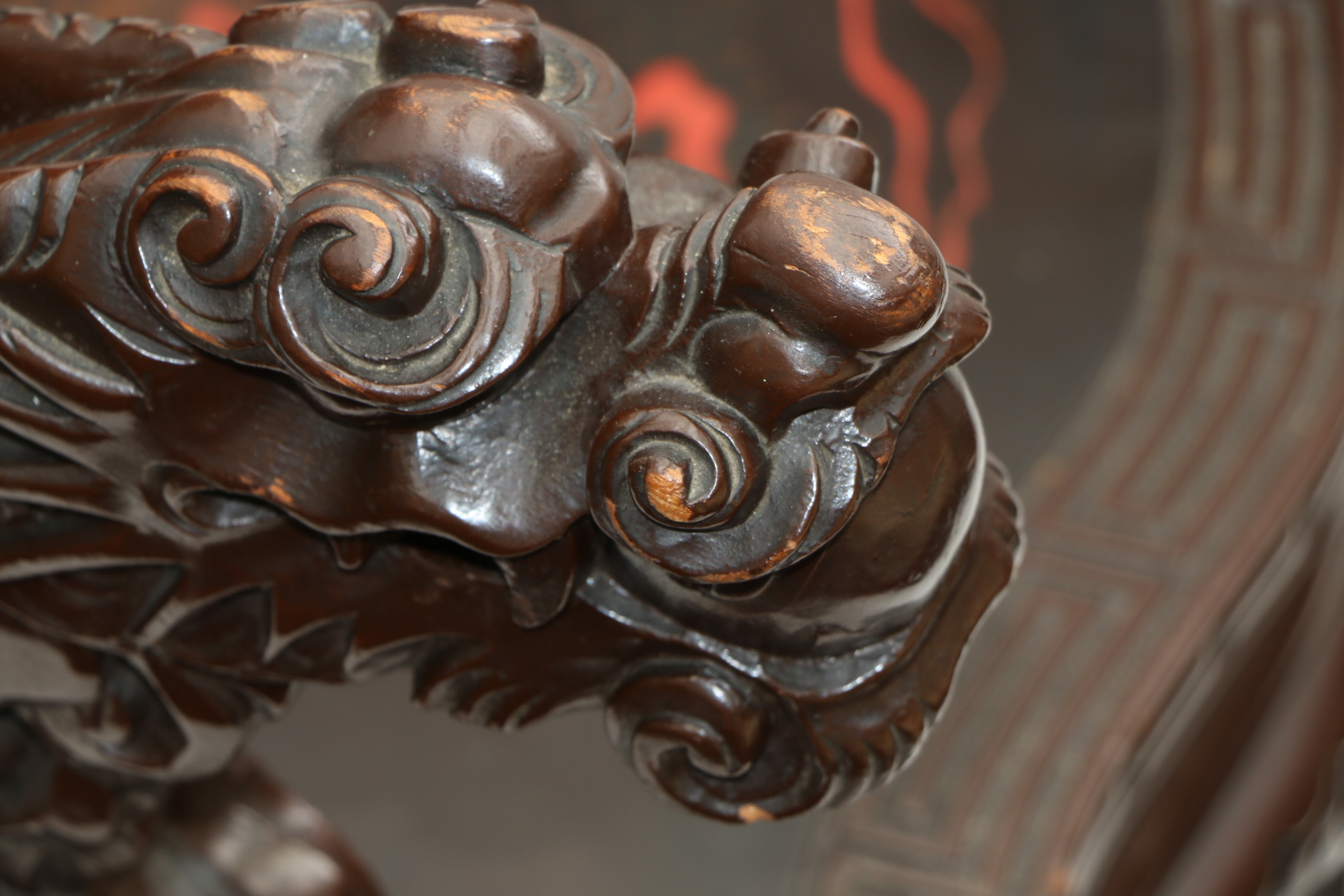 Chinese Throne Chair with Dragon and Phoenix Motifs, 20th Century