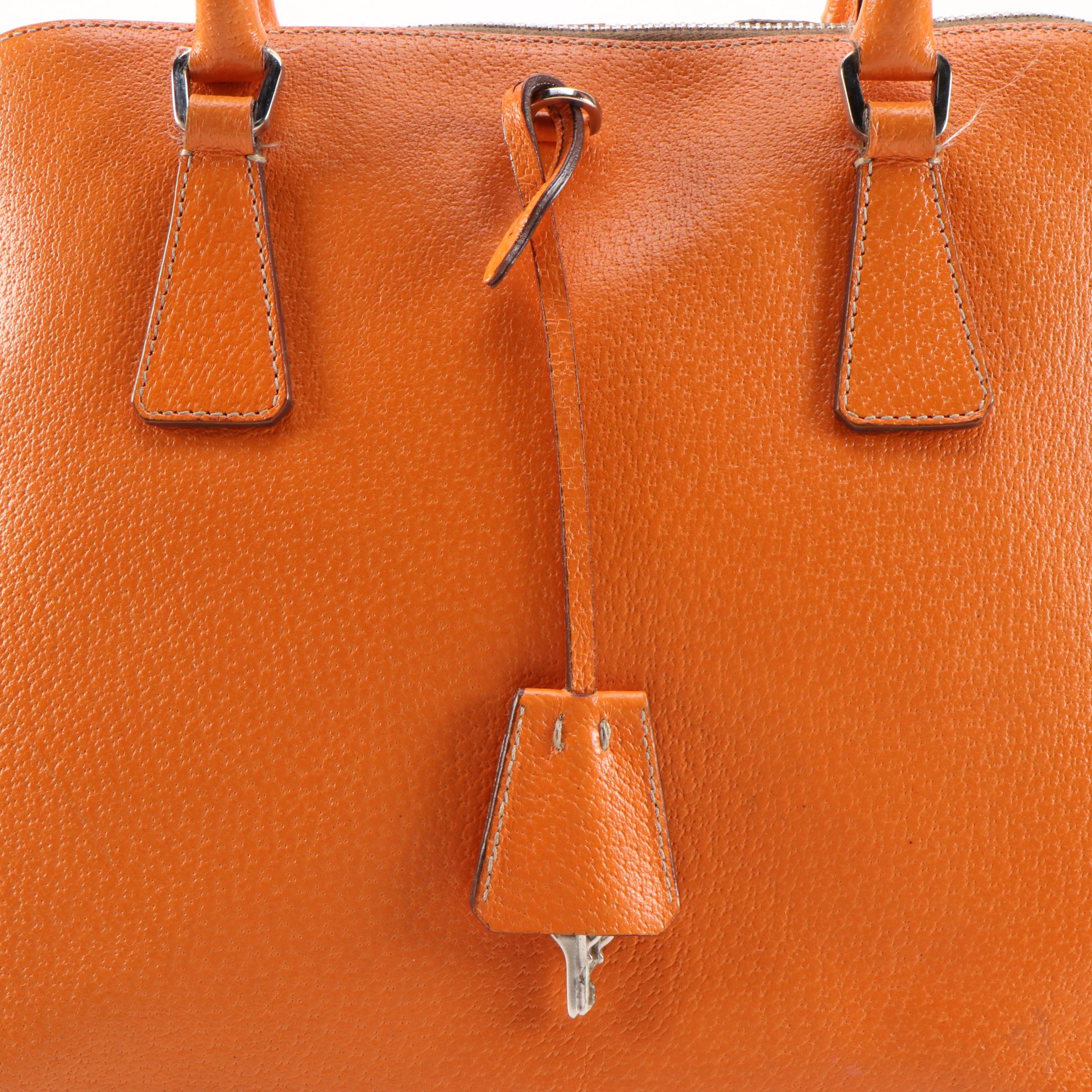 Prada Orange Cinghiale Leather Sport Top Handle Handbag