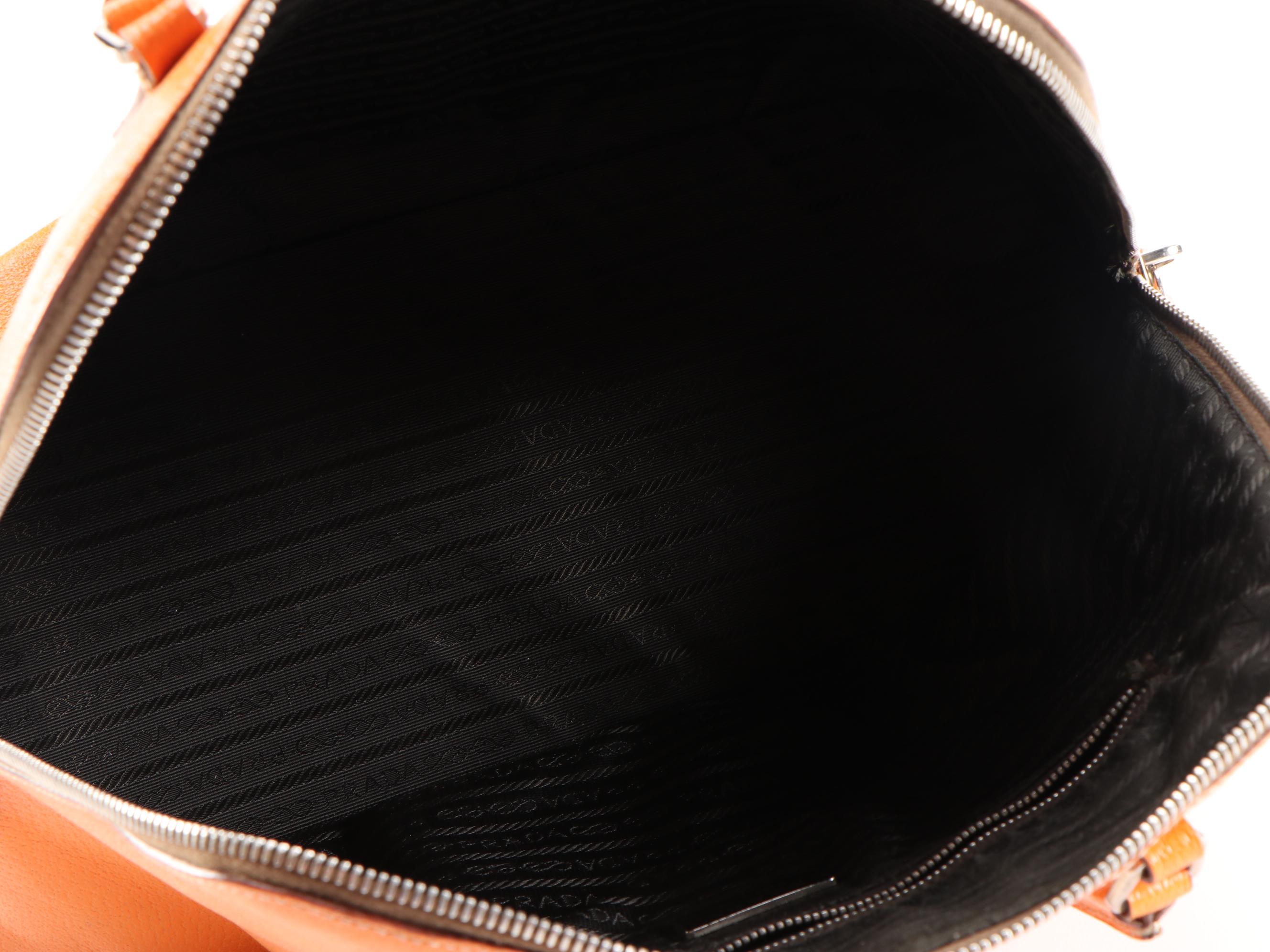 Prada Orange Cinghiale Leather Sport Top Handle Handbag