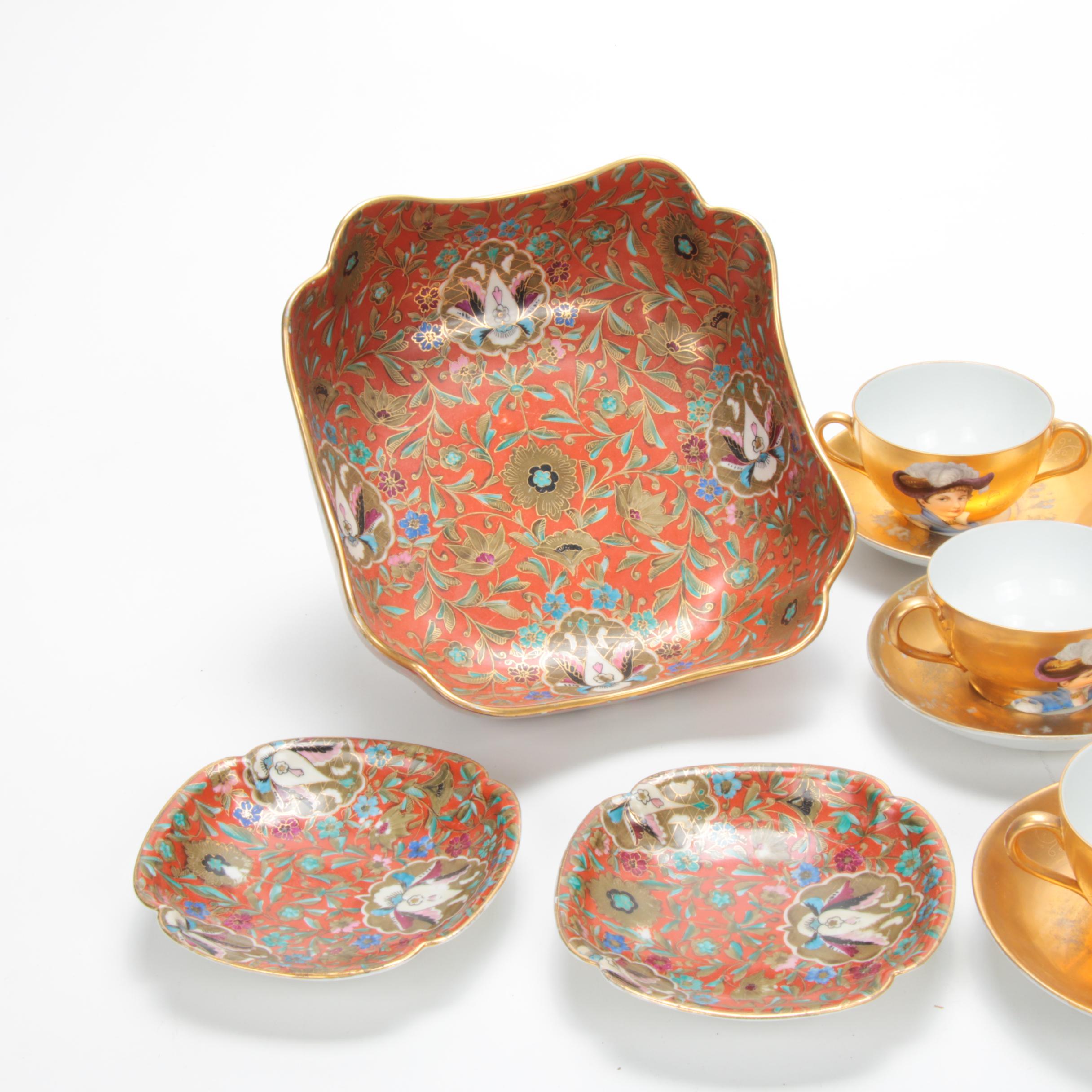 Fischer & Mieg and Other Hand-Painted Gilt Porcelain Dinnerware