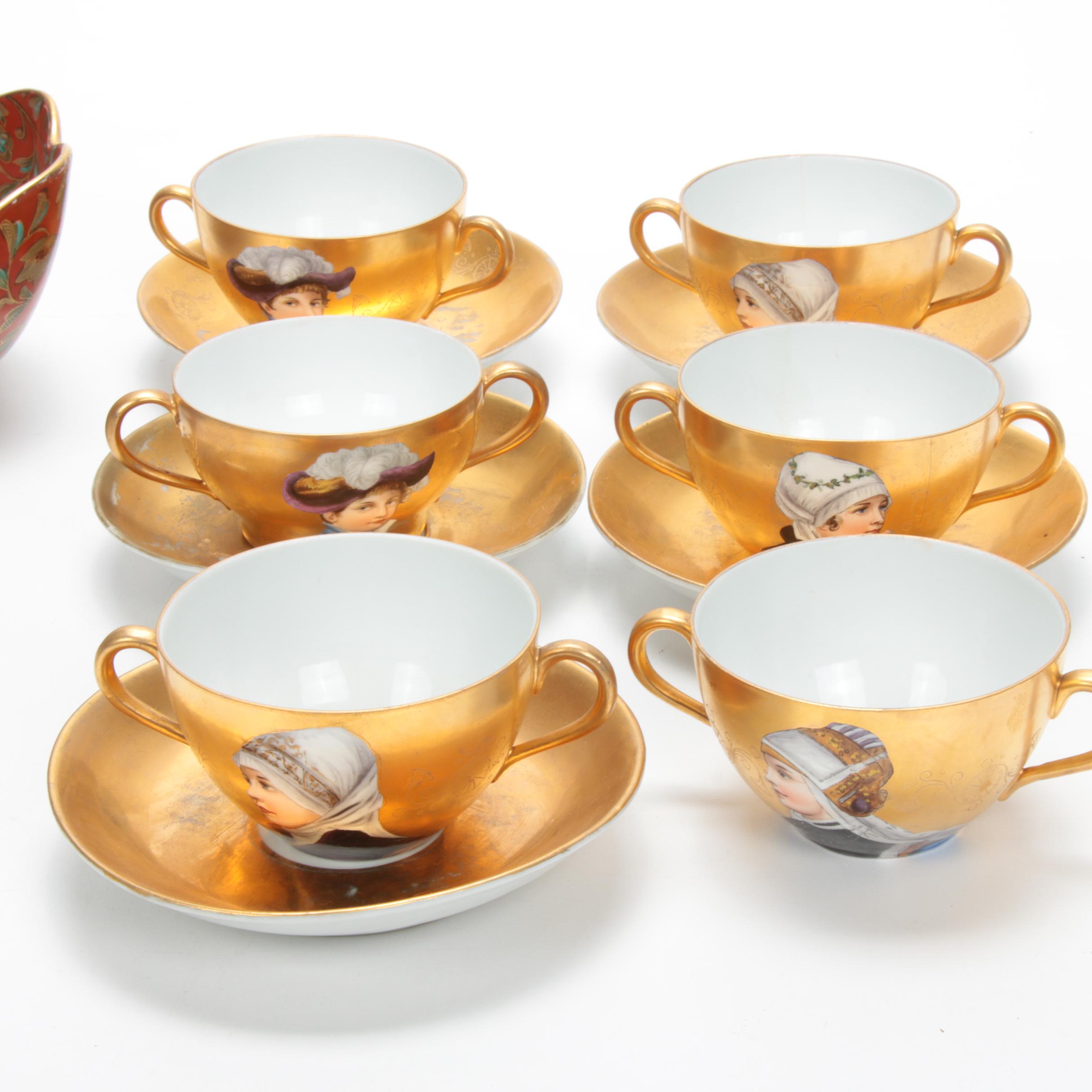 Fischer & Mieg and Other Hand-Painted Gilt Porcelain Dinnerware