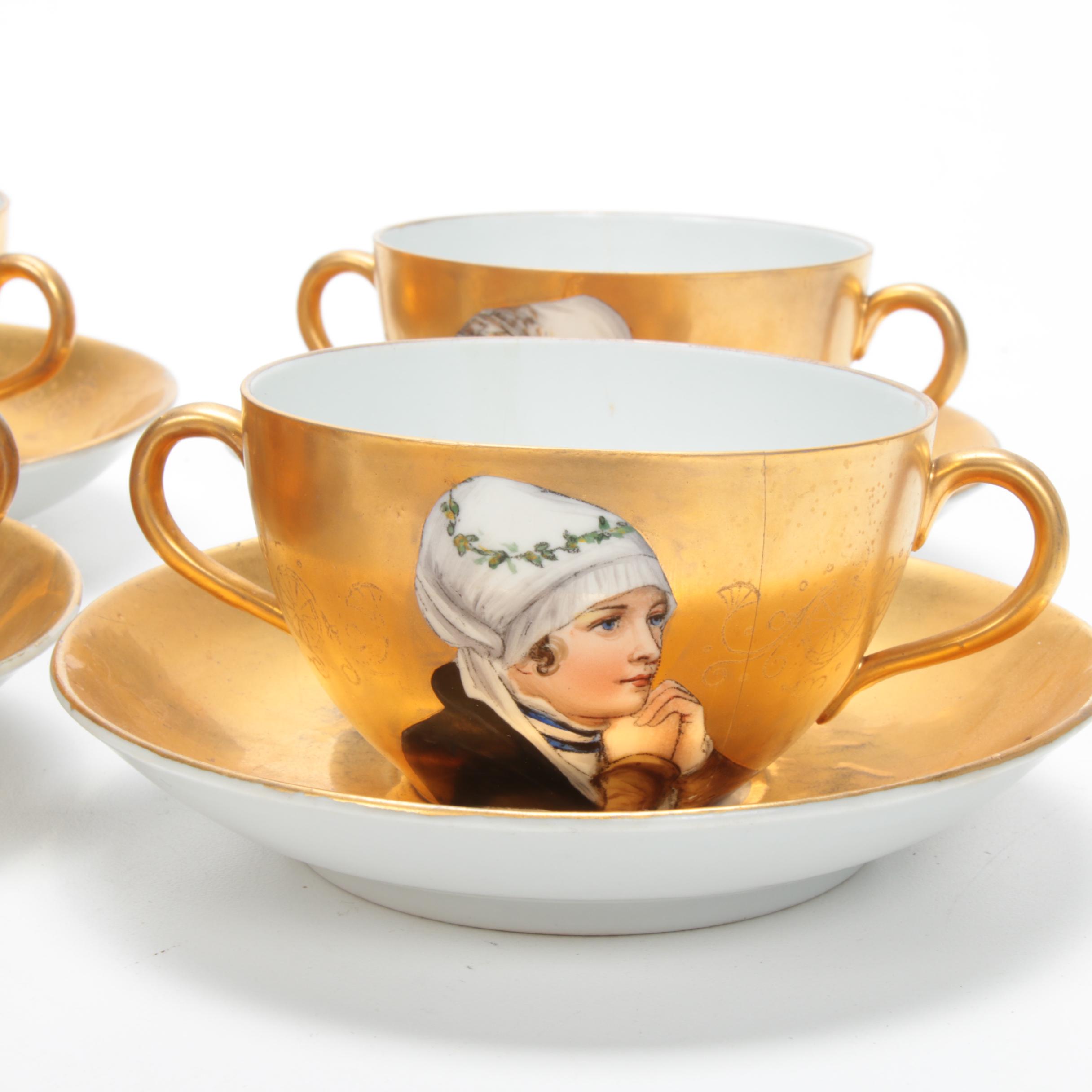 Fischer & Mieg and Other Hand-Painted Gilt Porcelain Dinnerware