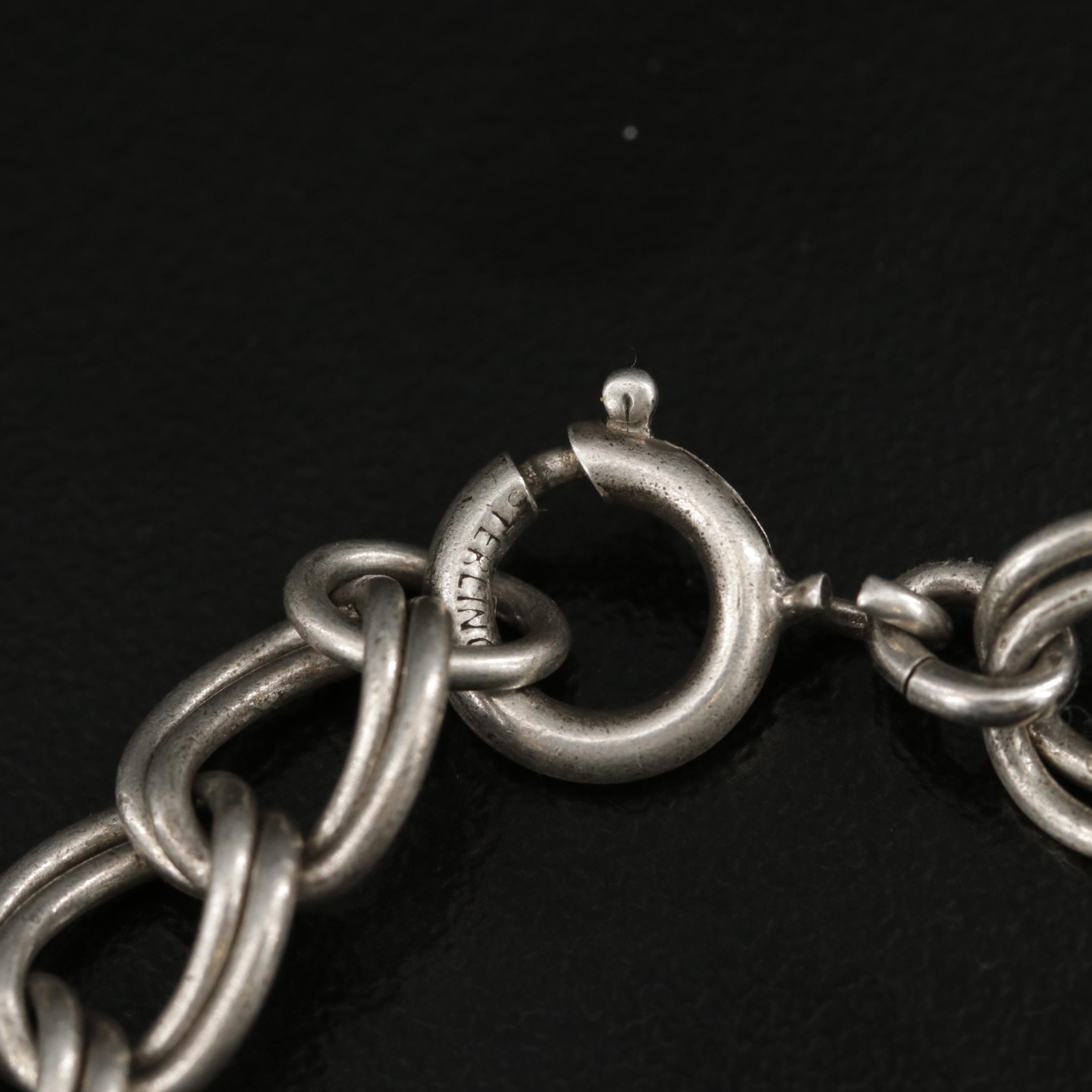 Vintage Sterling Charm Bracelet with Enamel Accents