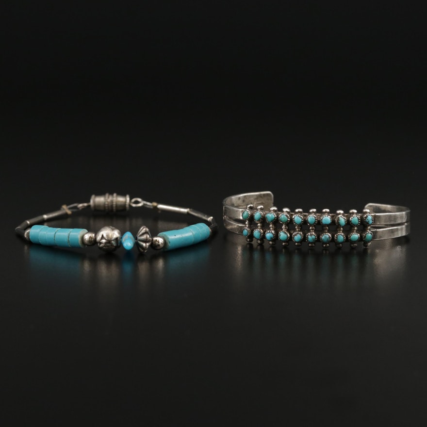 Southwestern Style Sterling Silver Turquoise Child's Bracelets