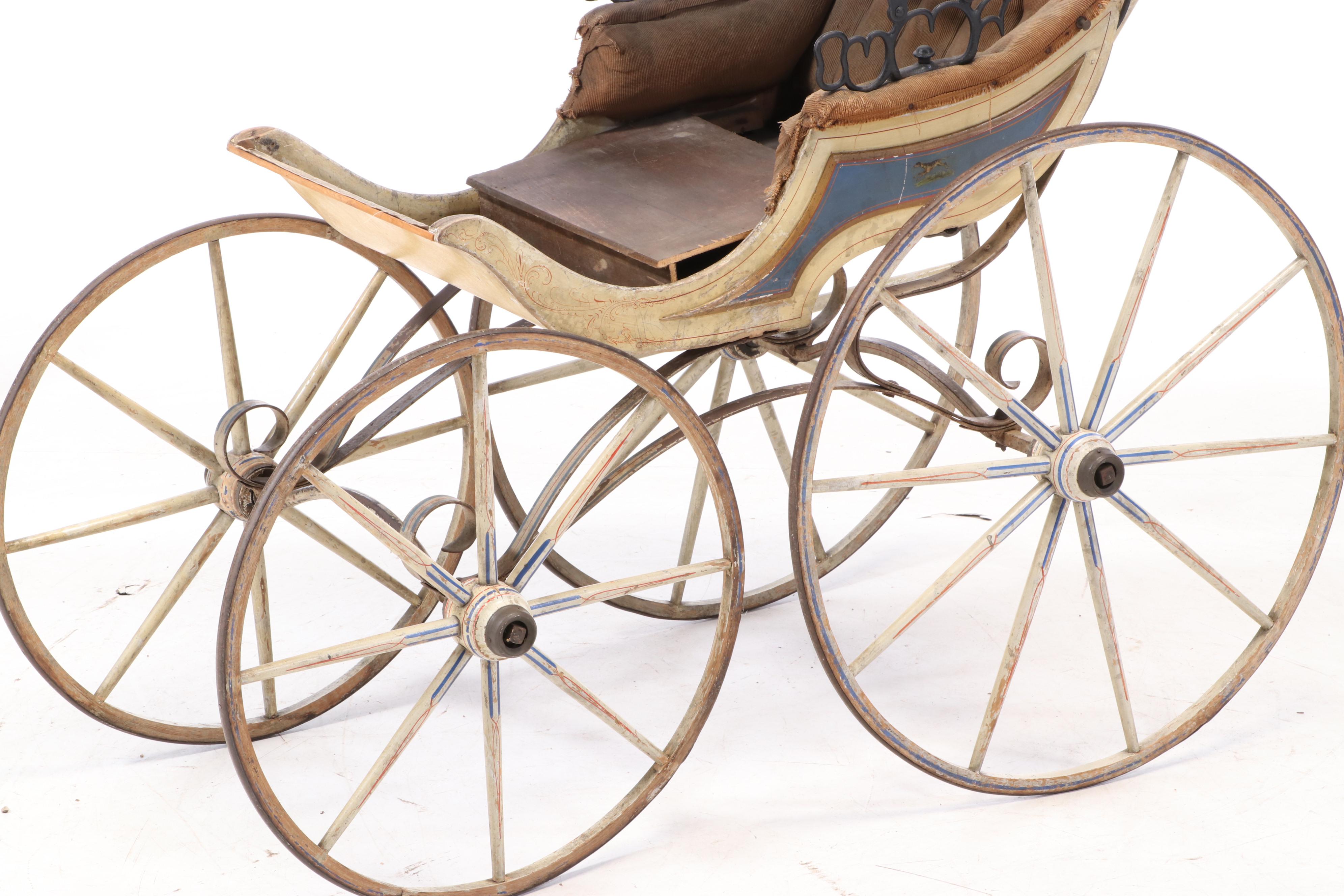 Victorian Painted Baby Stroller, Late 19th Century