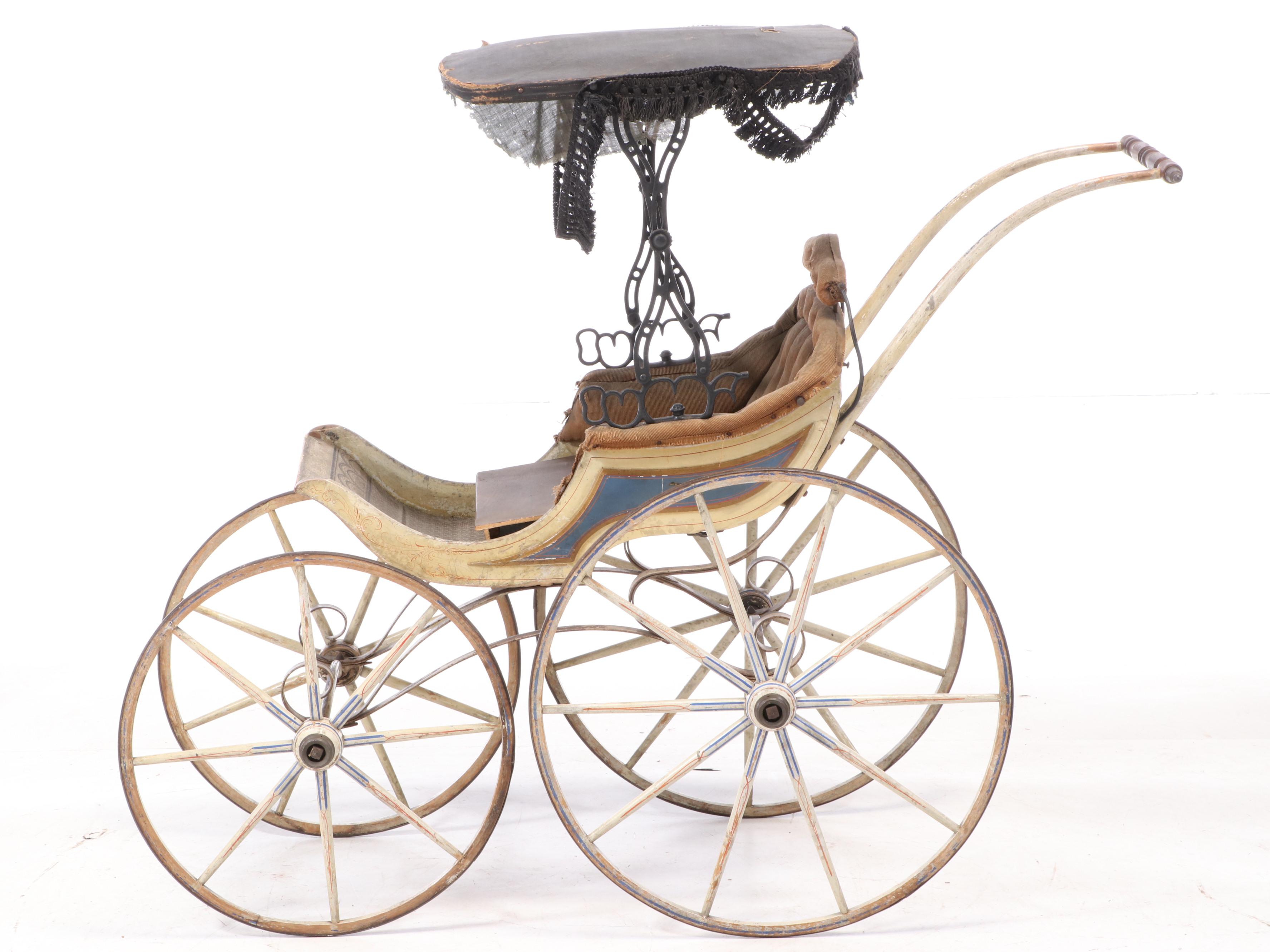 Victorian Painted Baby Stroller, Late 19th Century
