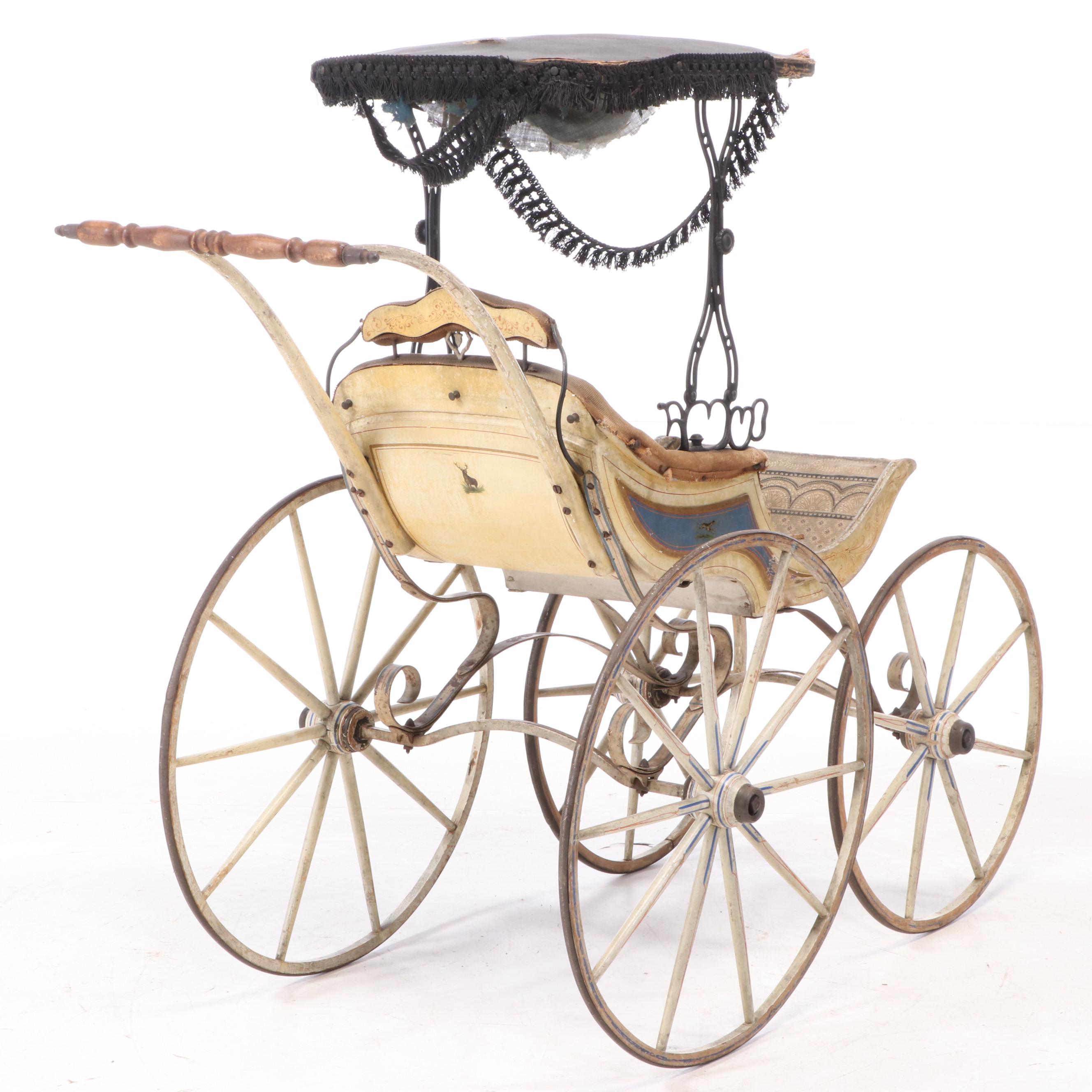 Victorian Painted Baby Stroller, Late 19th Century