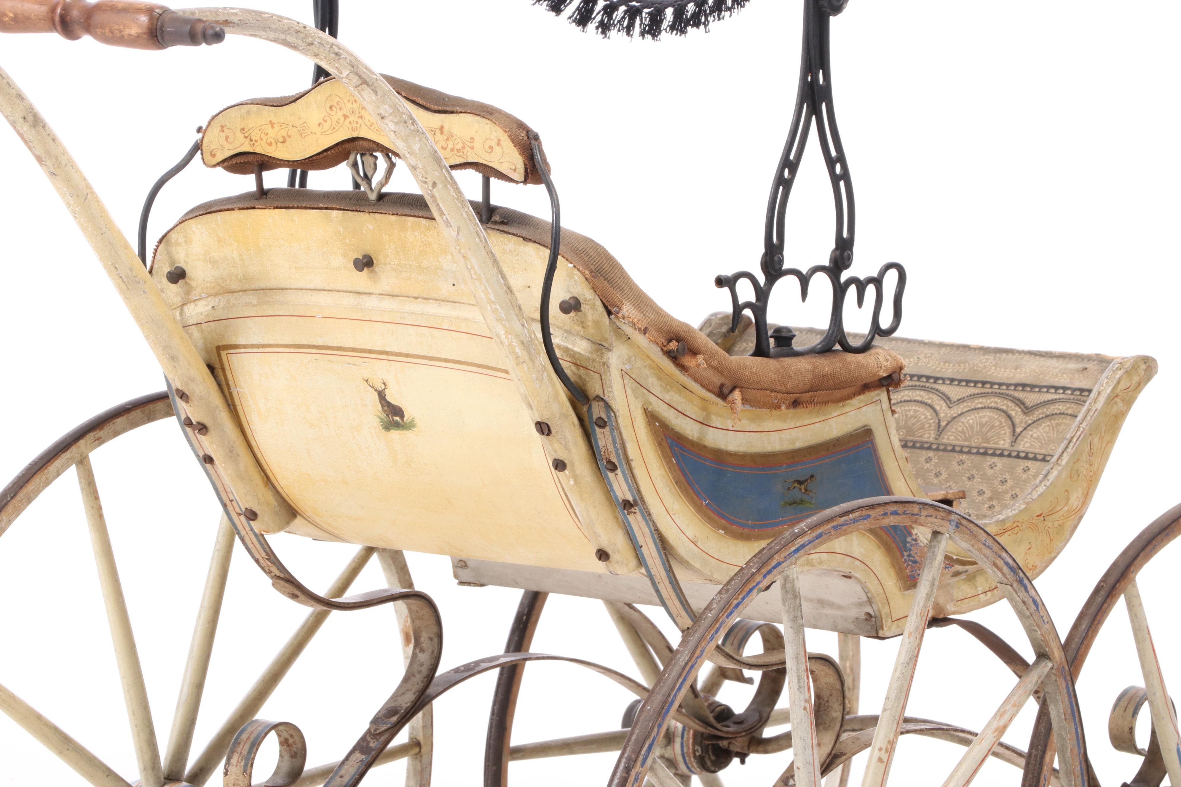 Victorian Painted Baby Stroller, Late 19th Century