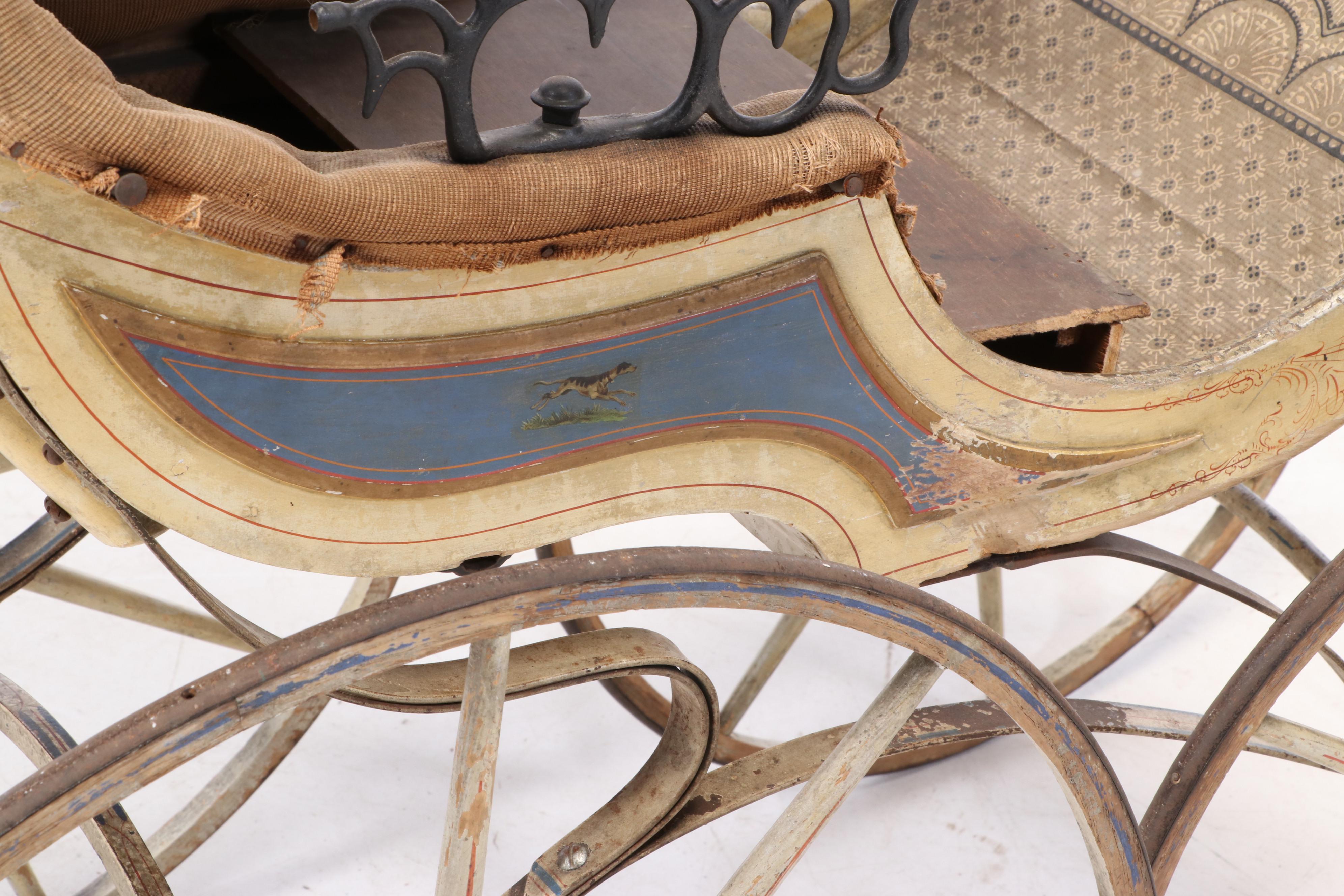 Victorian Painted Baby Stroller, Late 19th Century