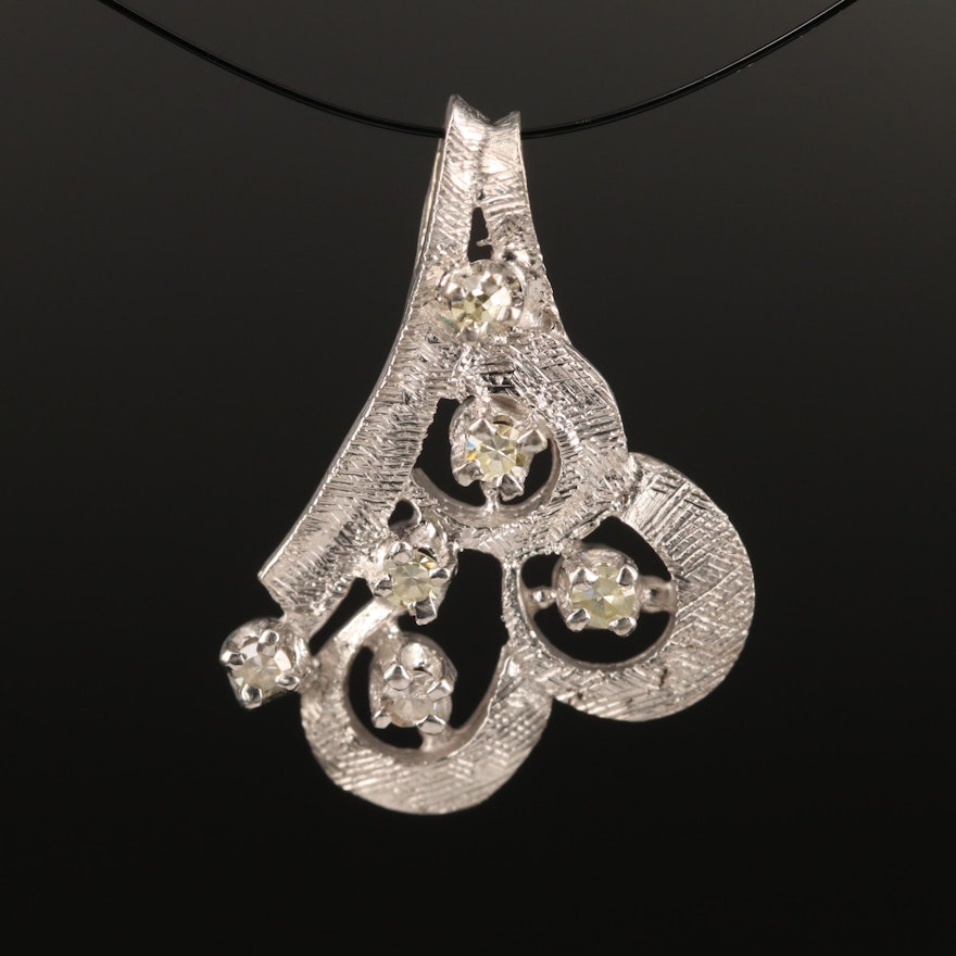 14K White Gold Diamond Pendant