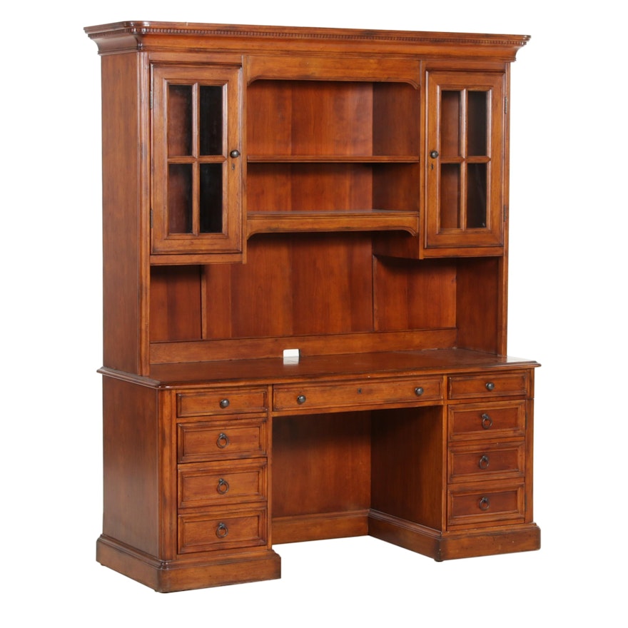 Sligh "Candlewood" Double Pedestal Desk Computer Credenza with Hutch