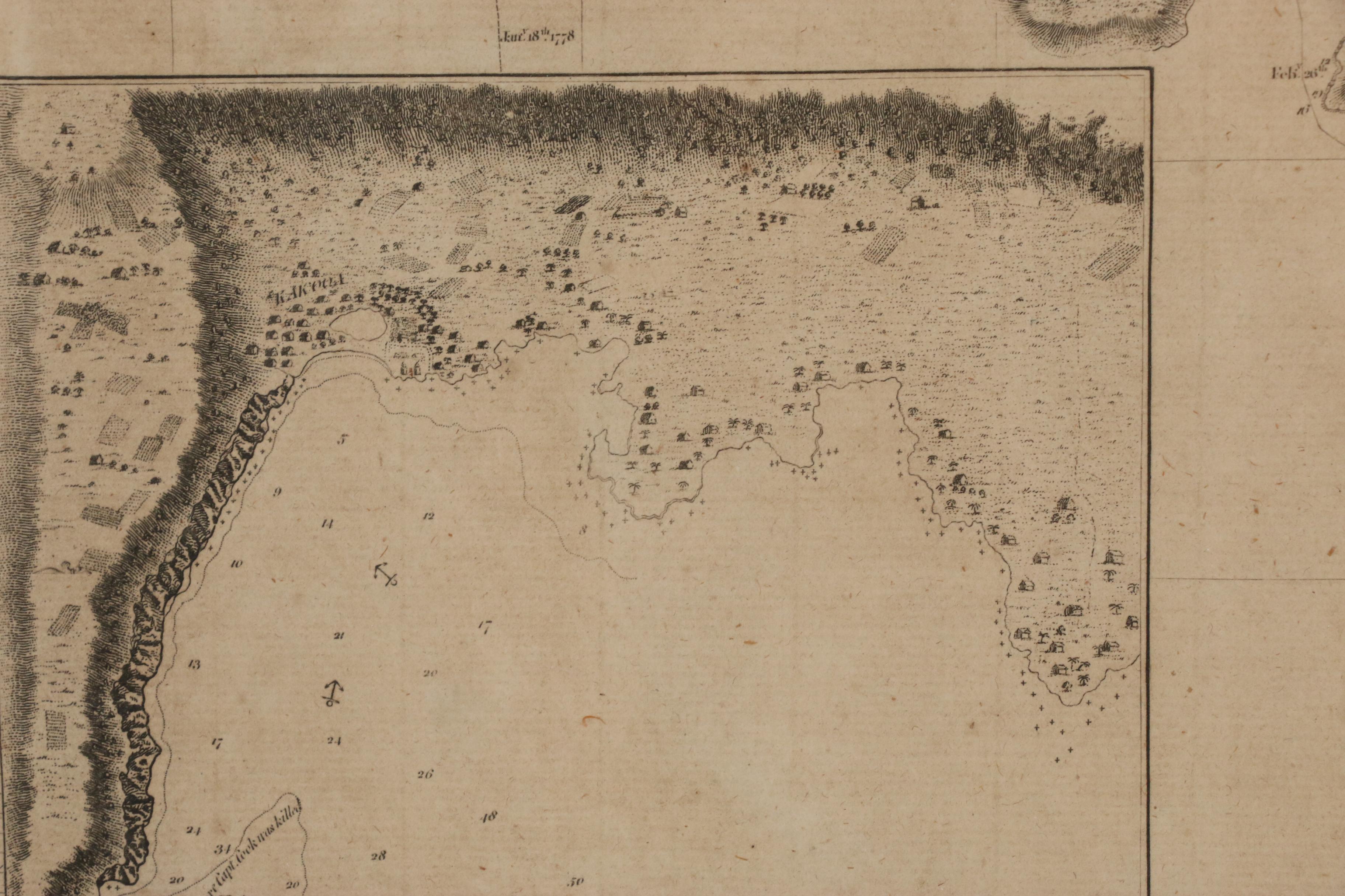 Engravings after James Cook of Map, Figures and Artifacts of Hawaii