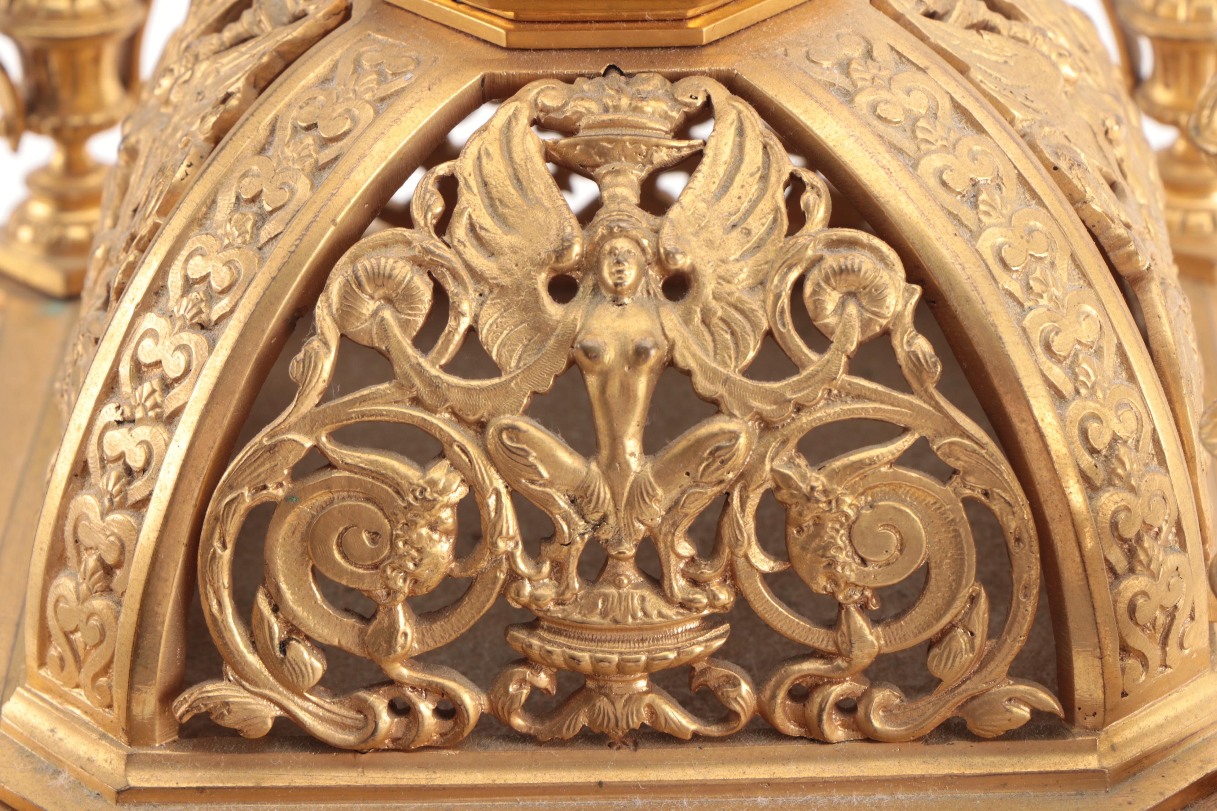 Lenzkirch Baroque Revival Gilt Bronze Mantel Clock, circa 1879