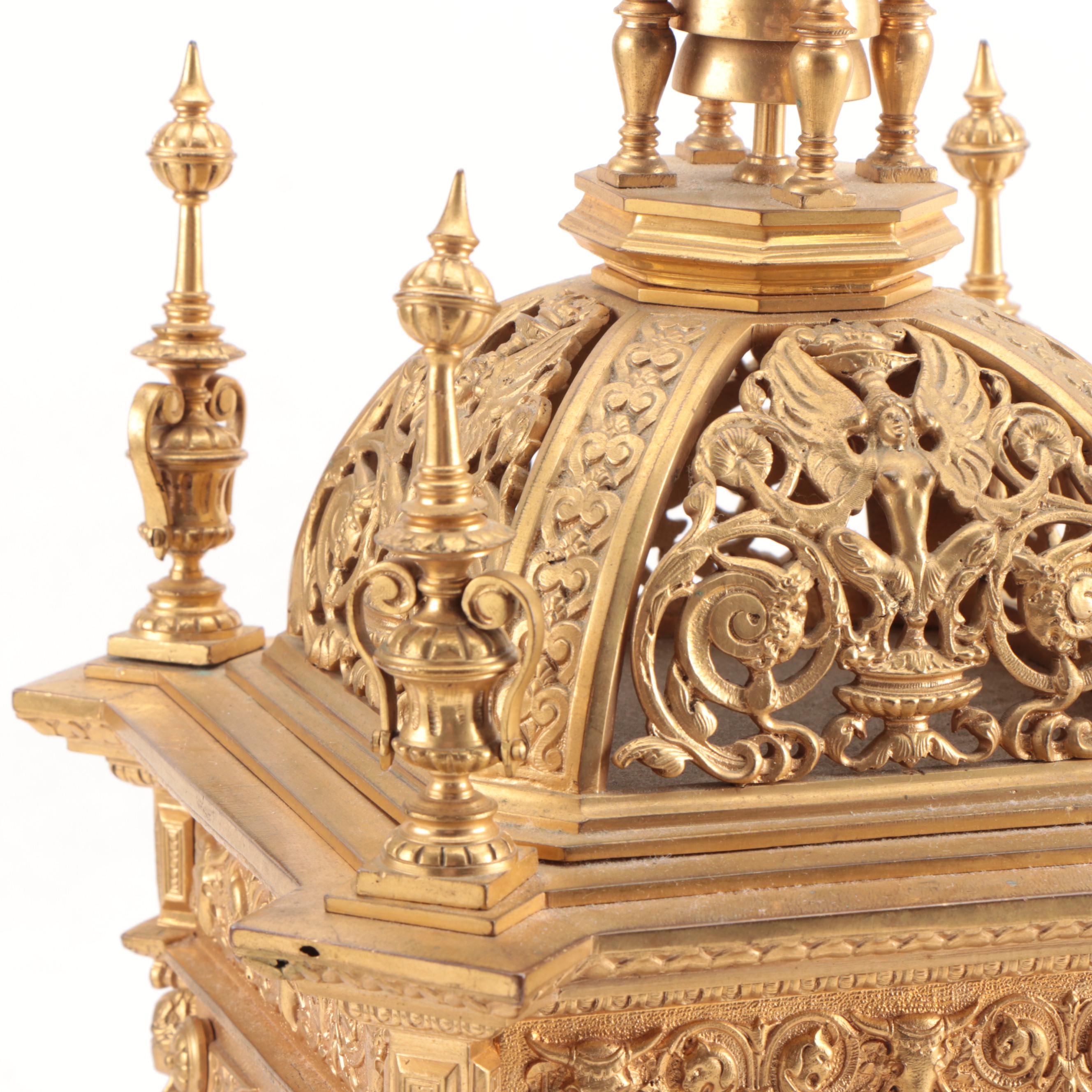 Lenzkirch Baroque Revival Gilt Bronze Mantel Clock, circa 1879