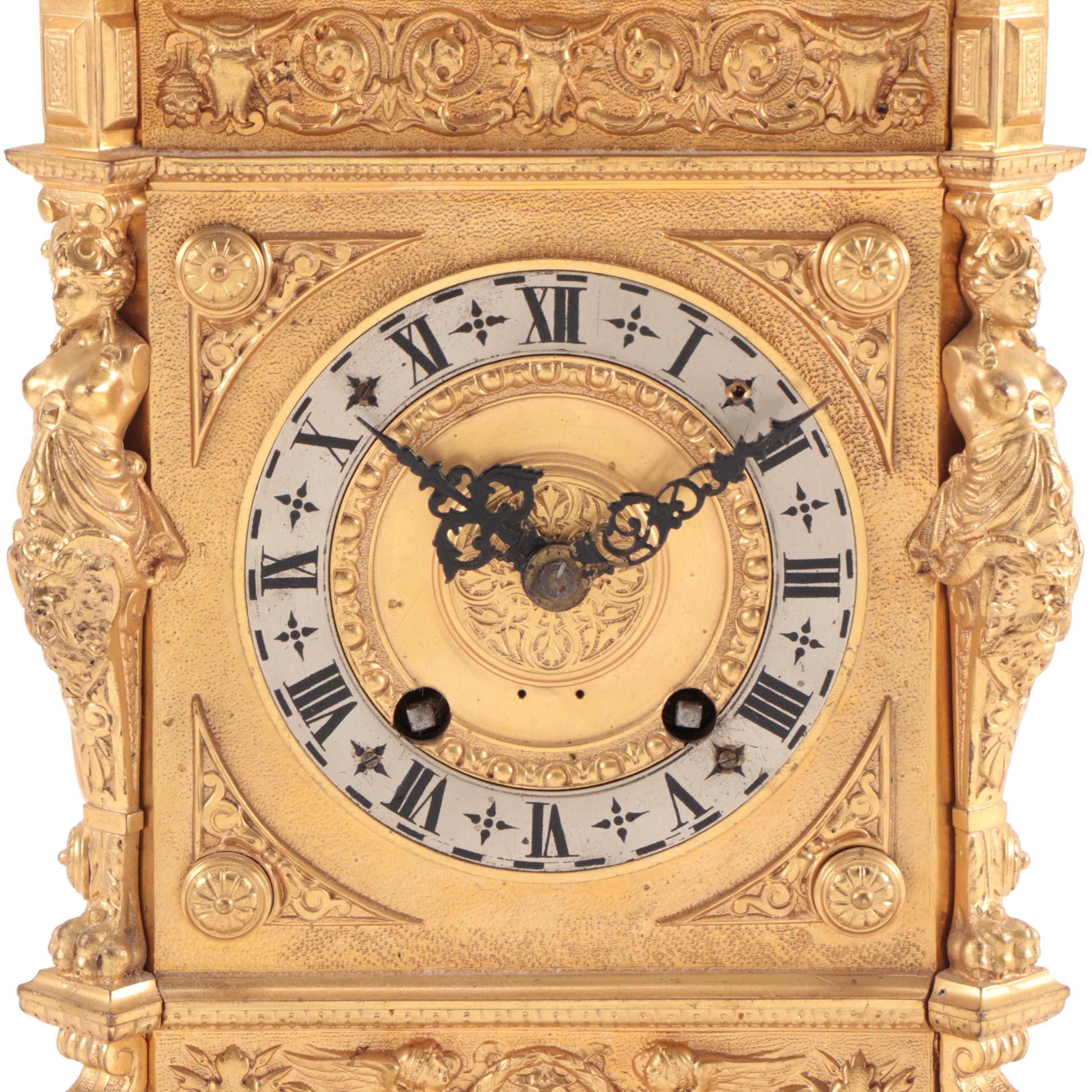 Lenzkirch Baroque Revival Gilt Bronze Mantel Clock, circa 1879