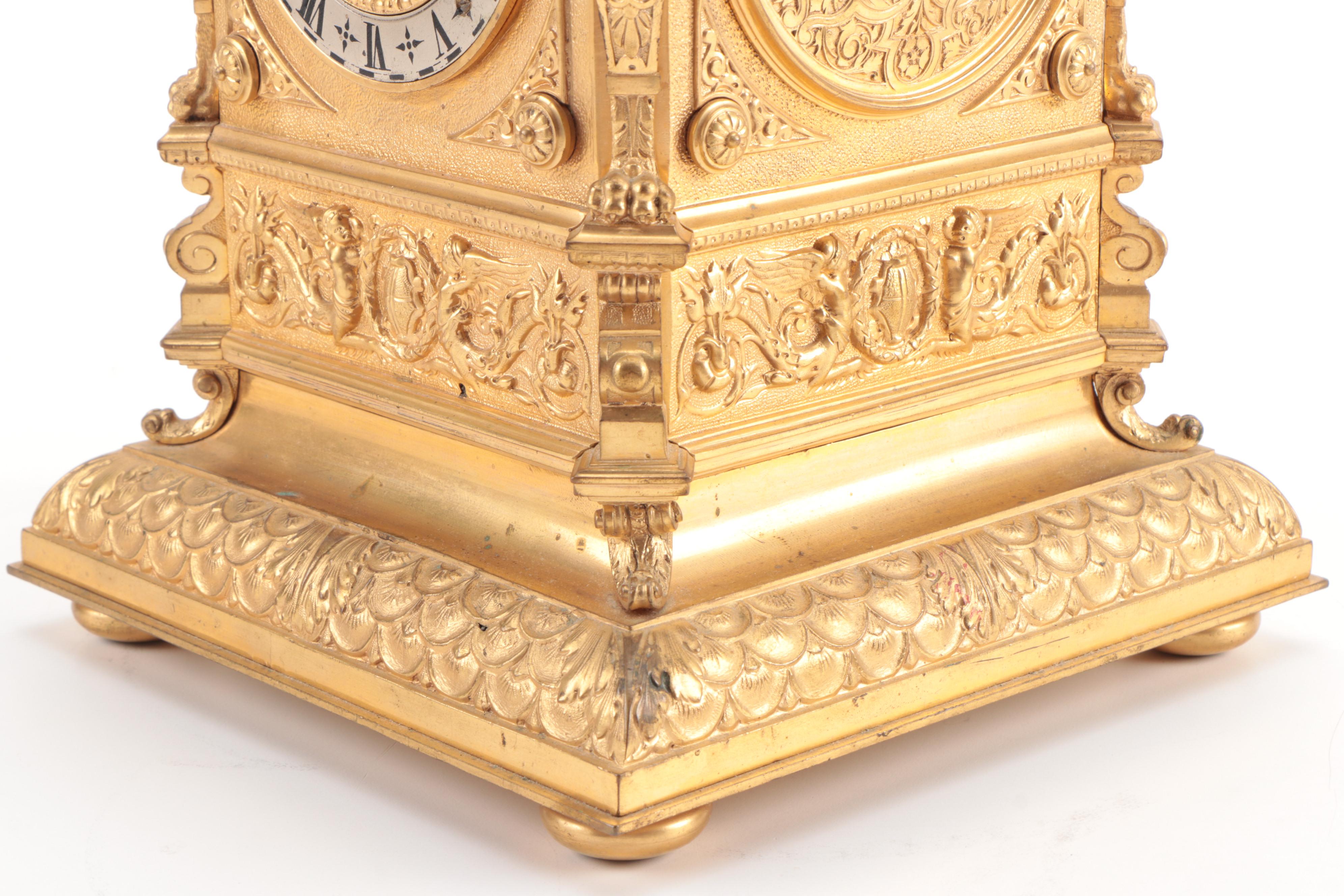 Lenzkirch Baroque Revival Gilt Bronze Mantel Clock, circa 1879