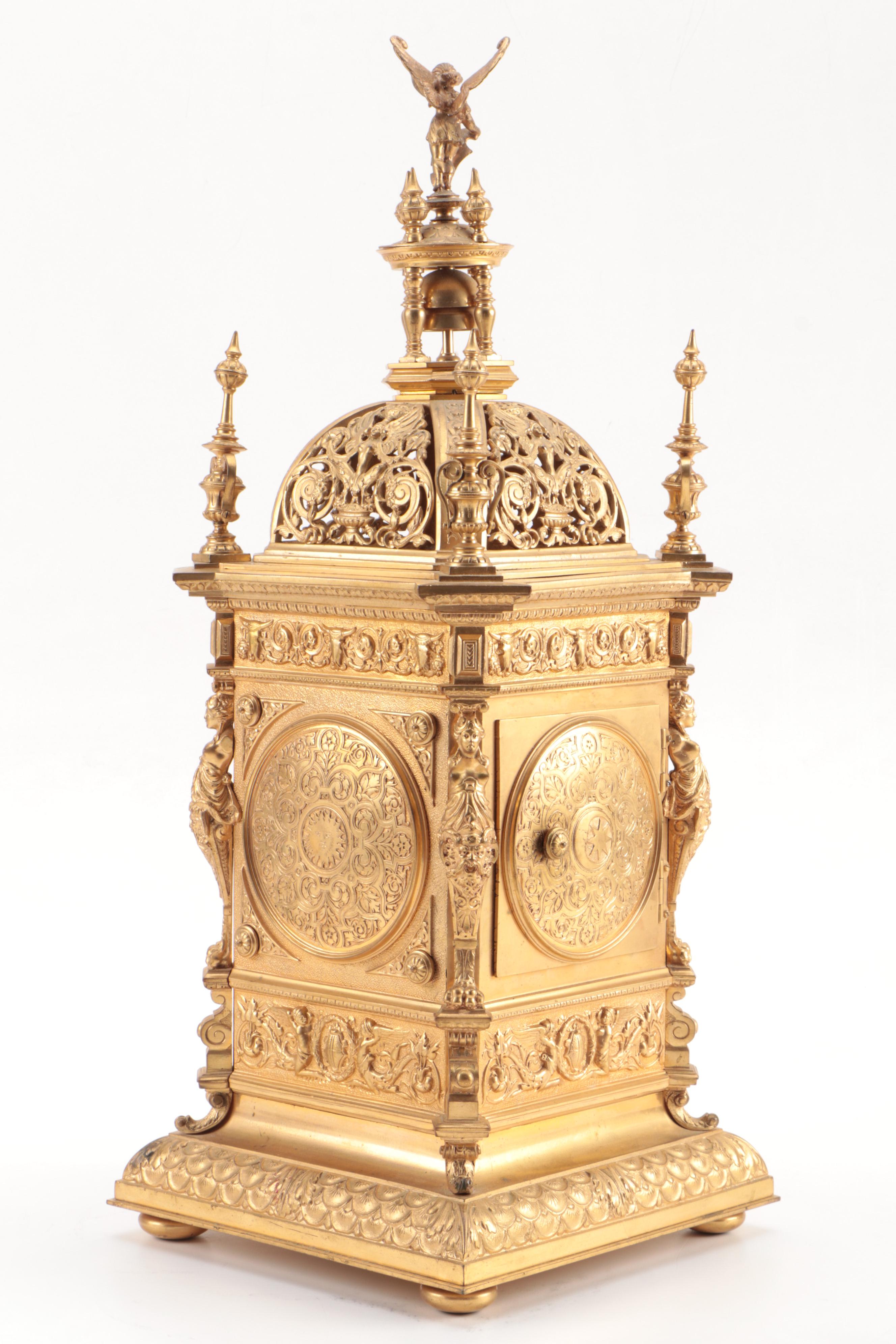 Lenzkirch Baroque Revival Gilt Bronze Mantel Clock, circa 1879