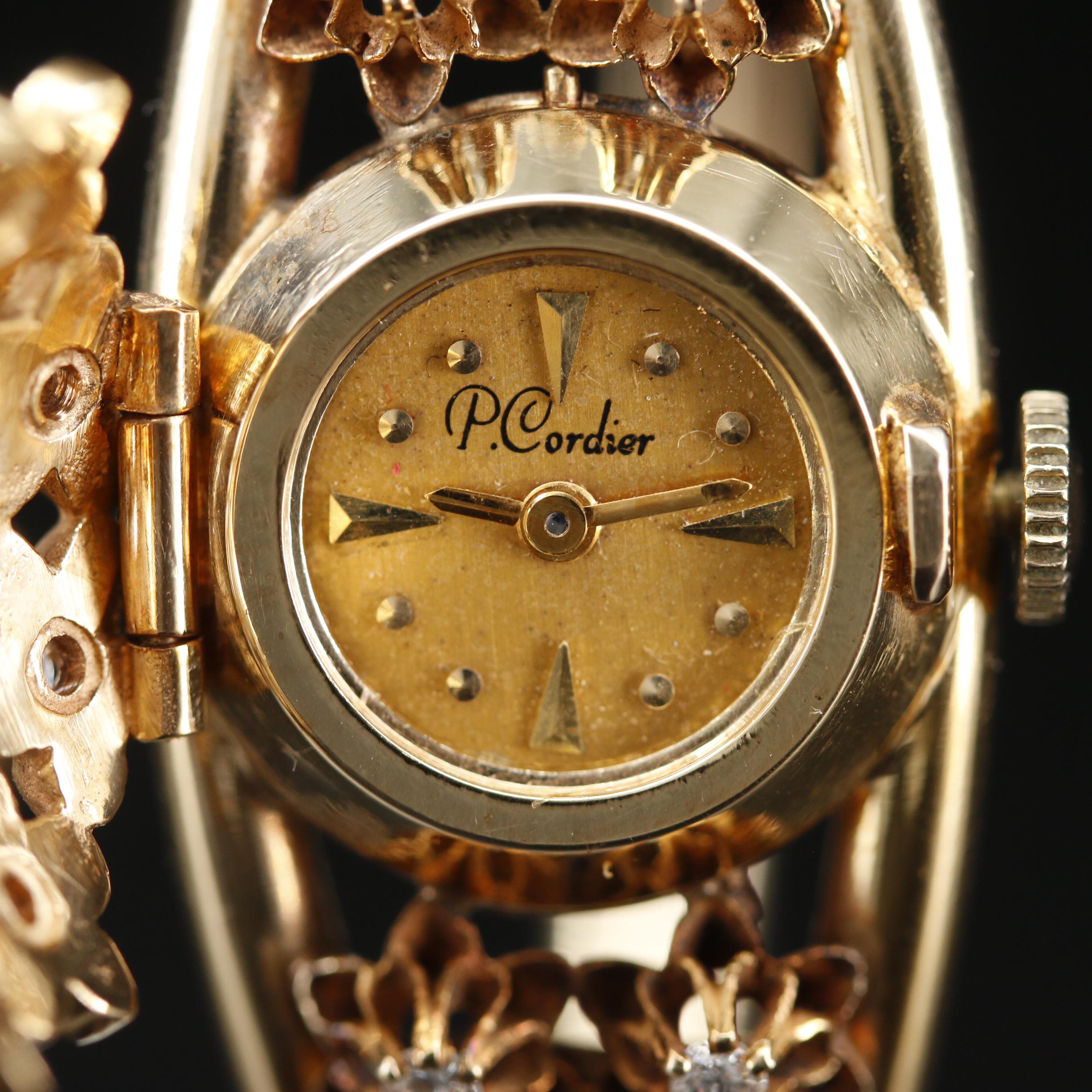 Vintage Joseph Boillant & Fils 14K Gold and Diamonds Hidden Dial Watch