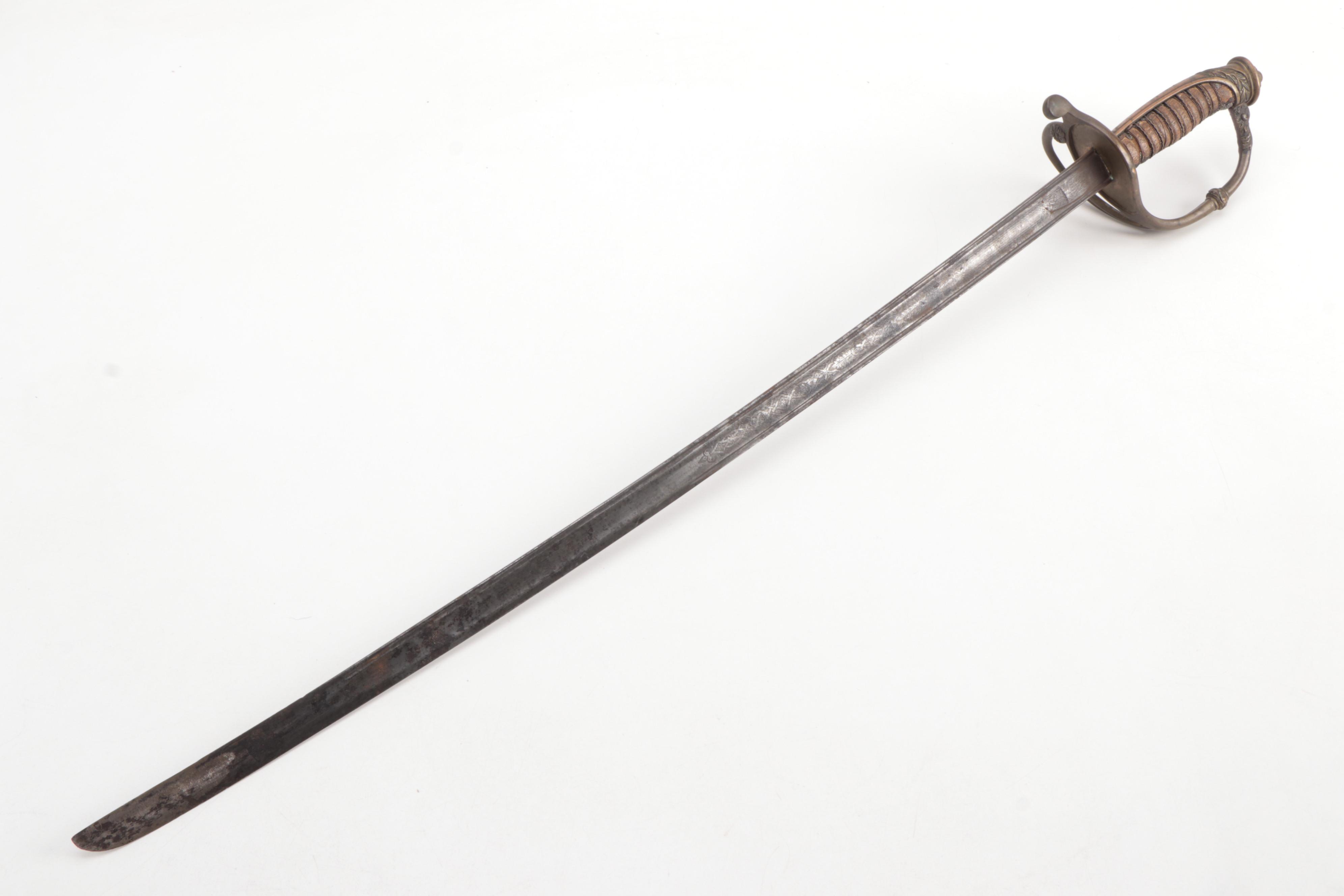 Spanish Military Officer's Sword with Leather Scabbard, Late 19th Century