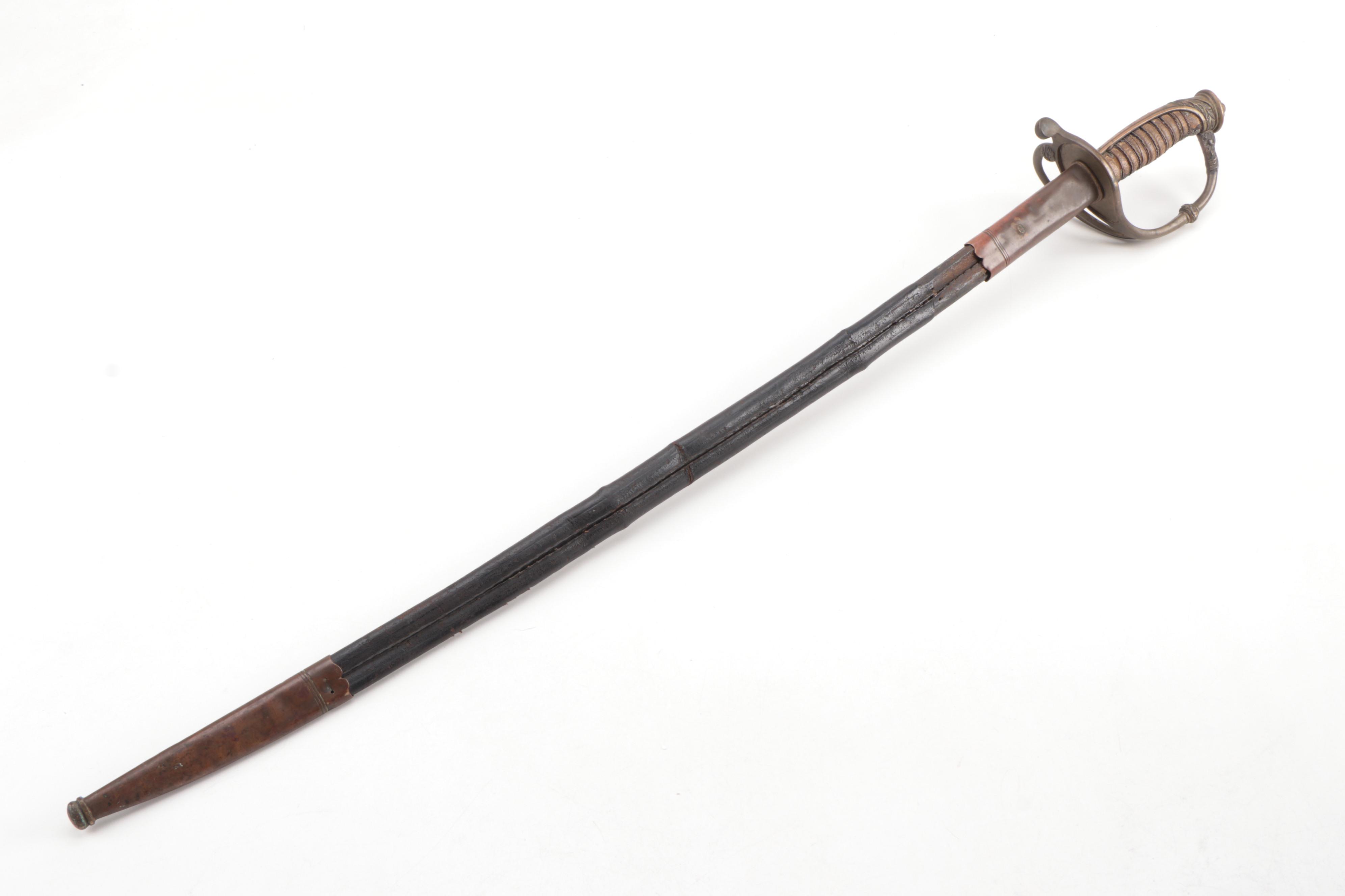 Spanish Military Officer's Sword with Leather Scabbard, Late 19th Century
