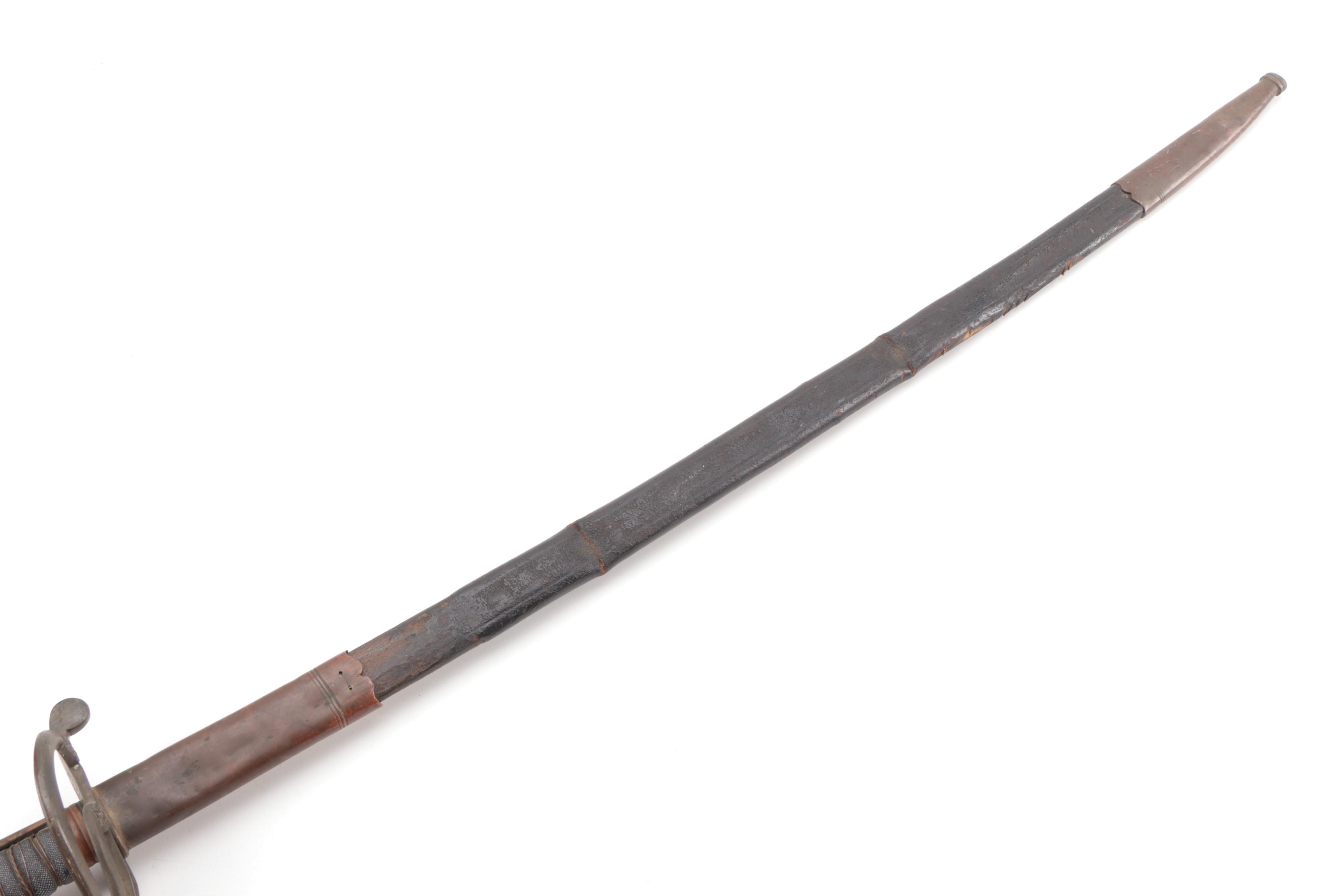 Spanish Military Officer's Sword with Leather Scabbard, Late 19th Century