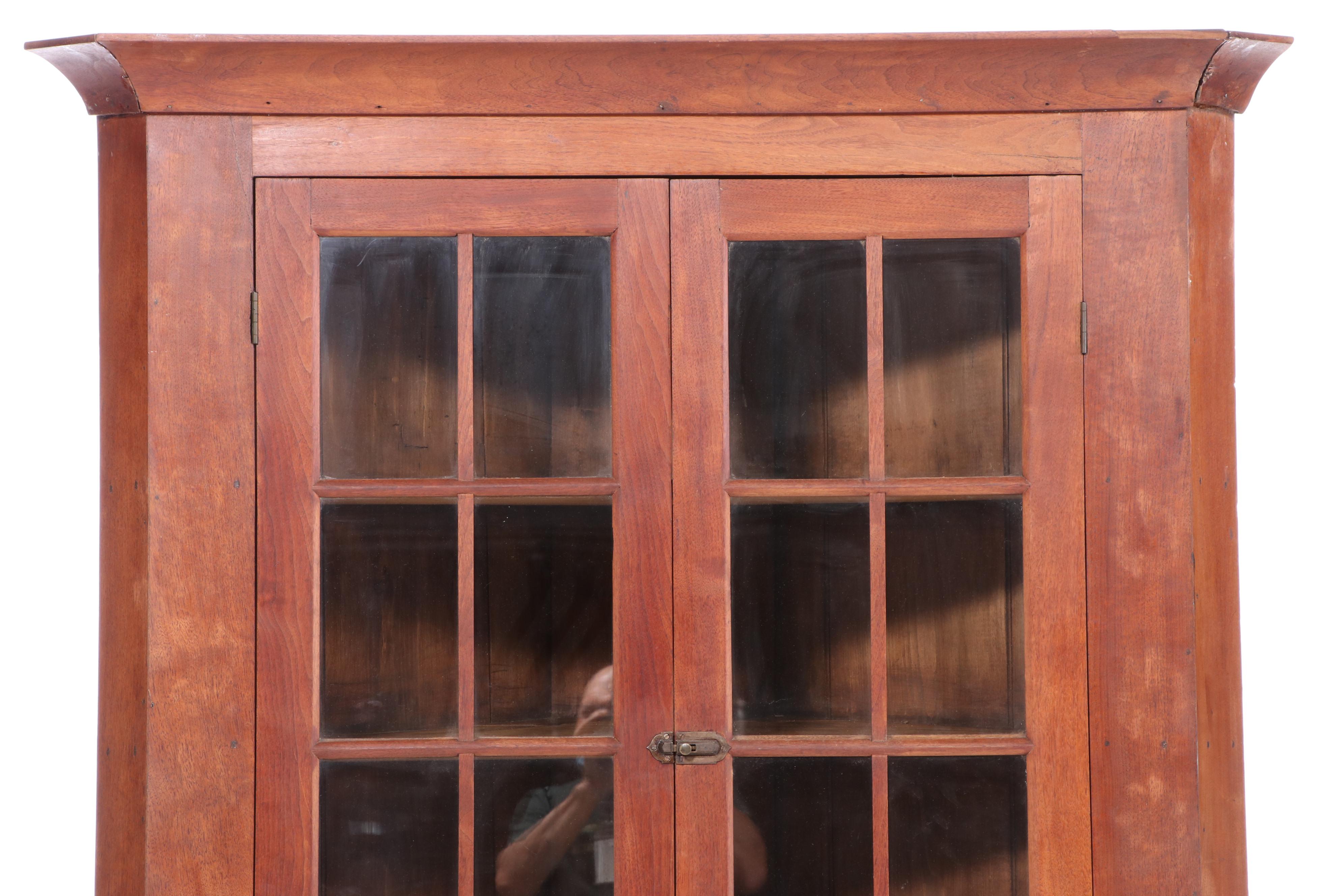 American Primitive Walnut Corner Cupboard, 19th Century