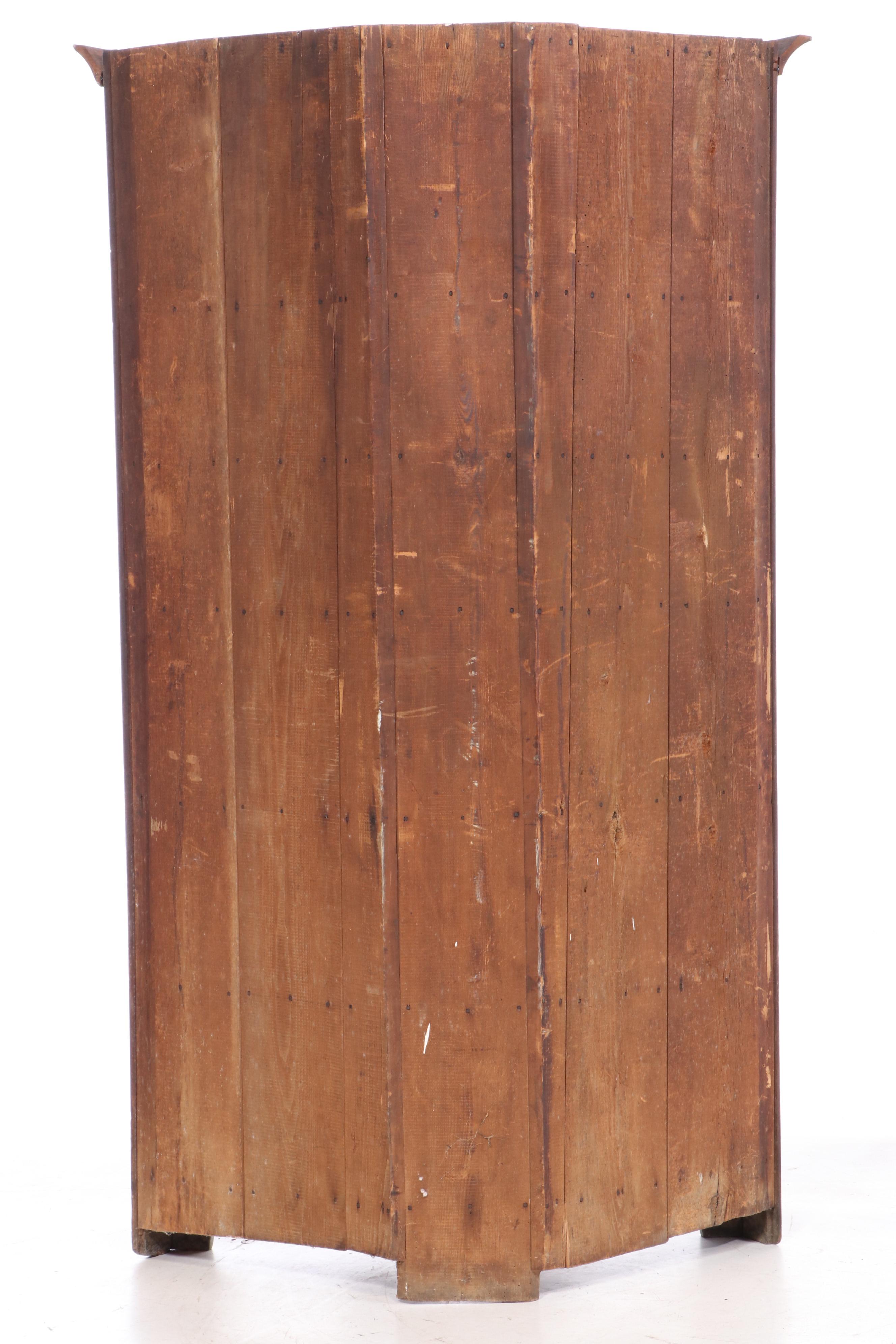 American Primitive Walnut Corner Cupboard, 19th Century