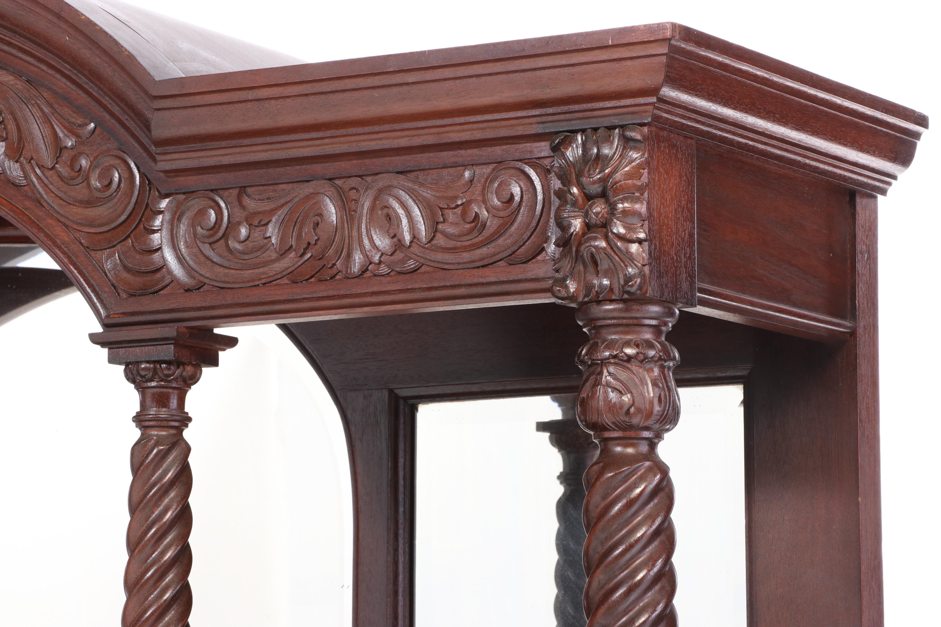 American Carved Mahogany Mirror Back Sideboard, Early 20th Century