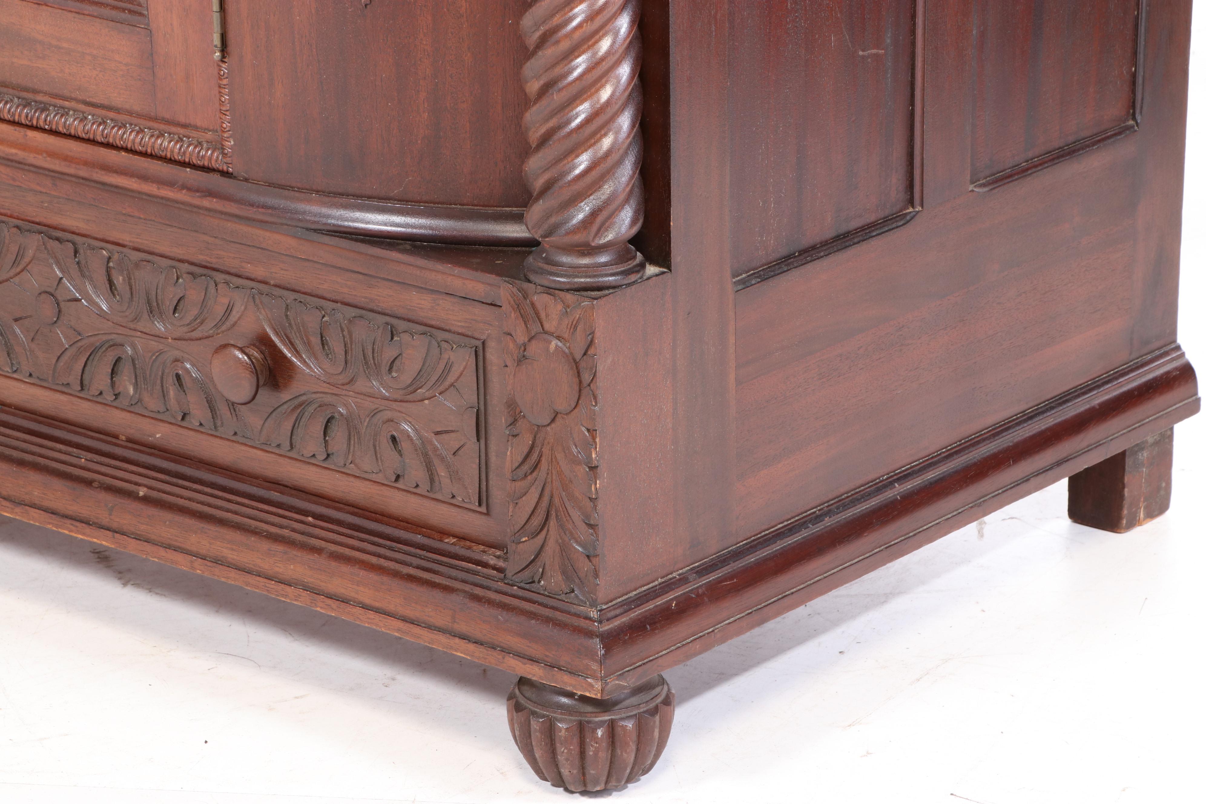 American Carved Mahogany Mirror Back Sideboard, Early 20th Century