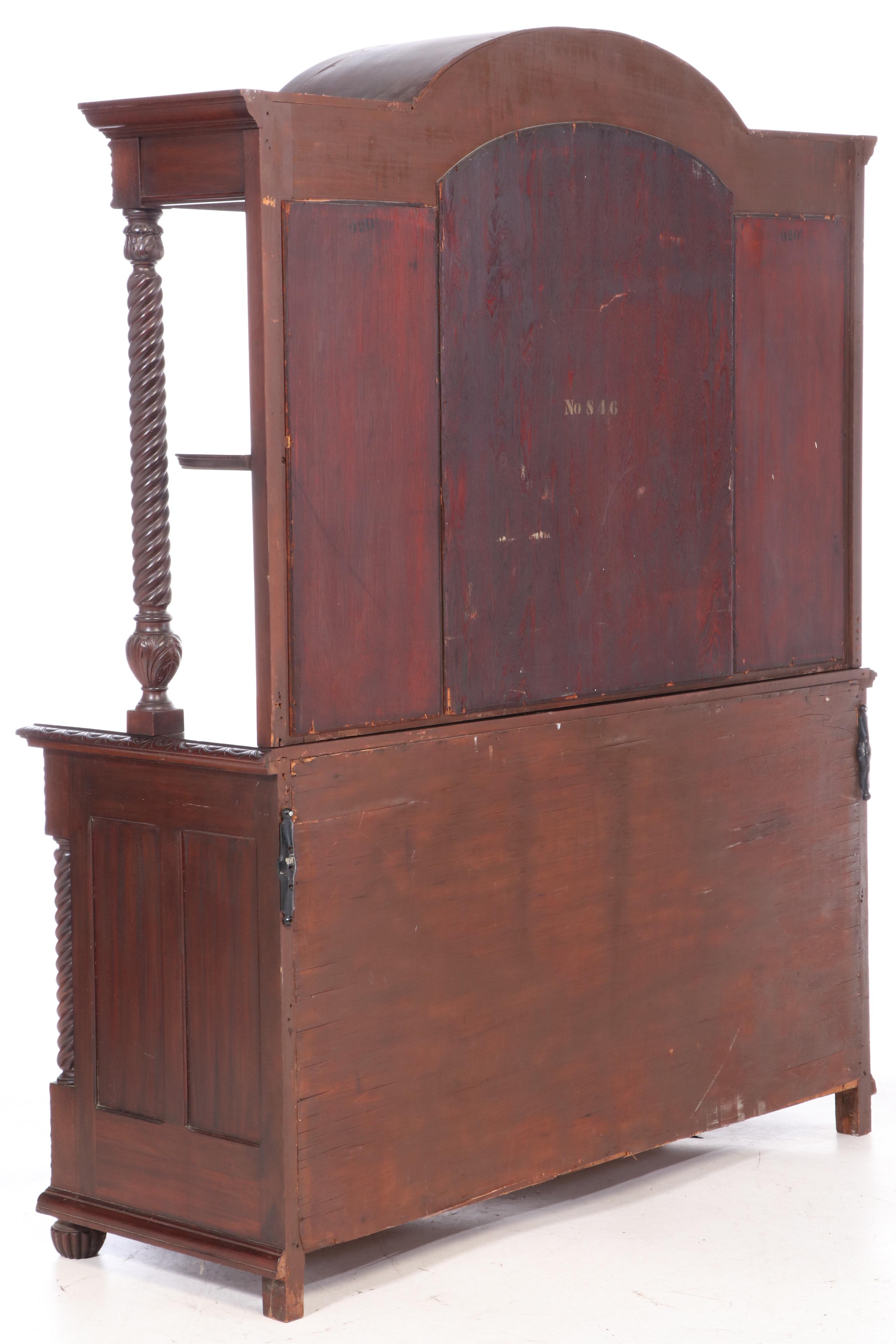 American Carved Mahogany Mirror Back Sideboard, Early 20th Century