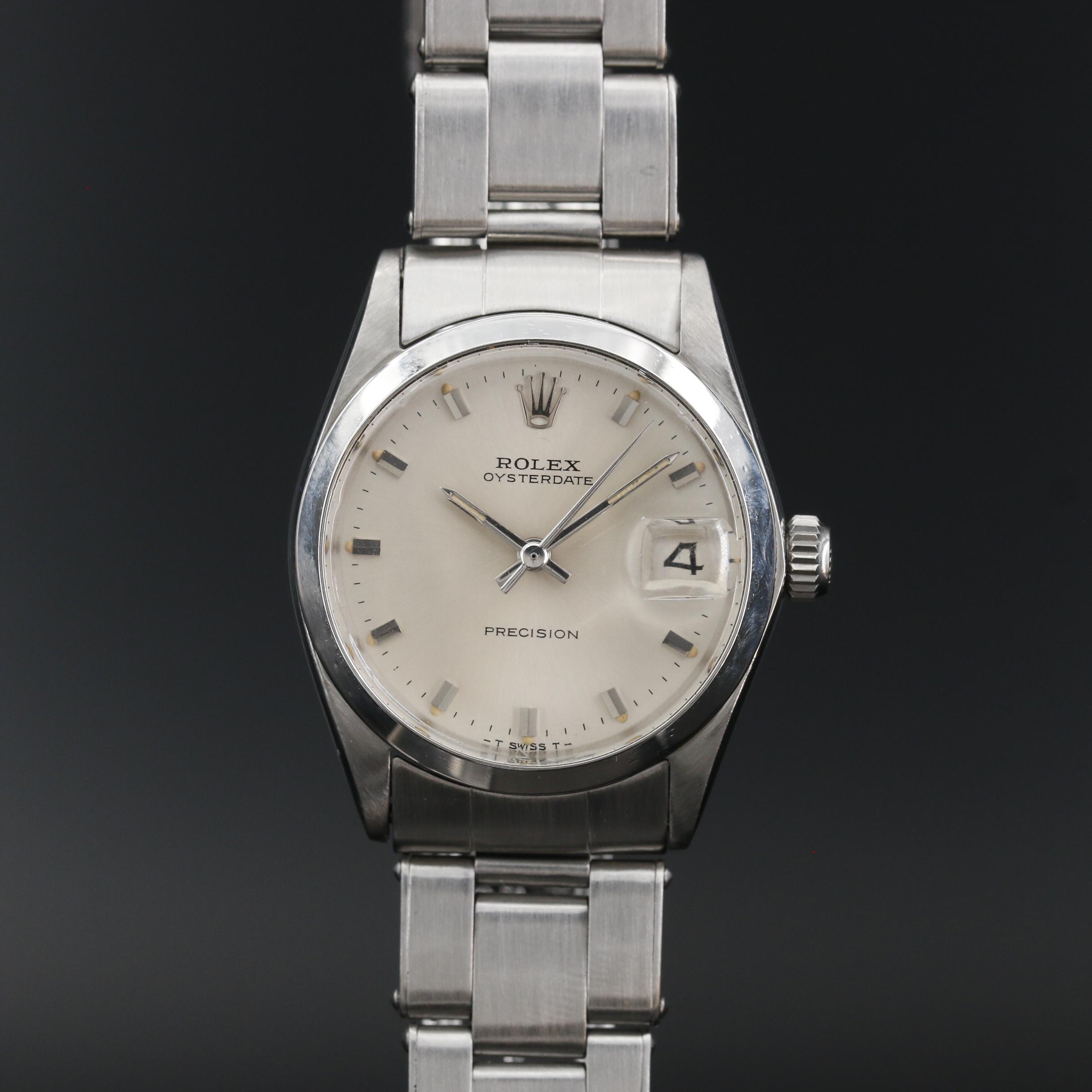 1967 Rolex Oysterdate Precision Stainless Steel Stem Wind Watch