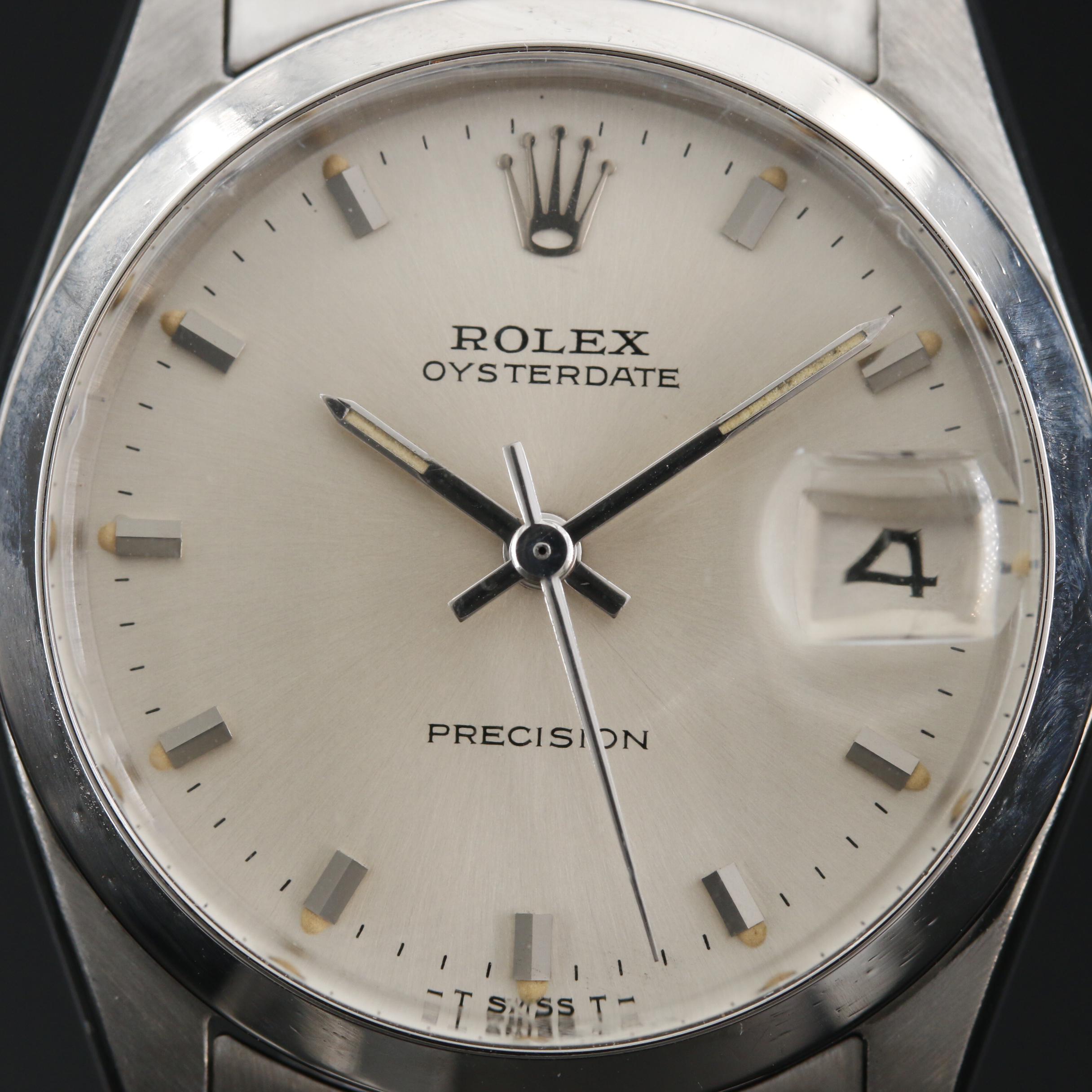 1967 Rolex Oysterdate Precision Stainless Steel Stem Wind Watch