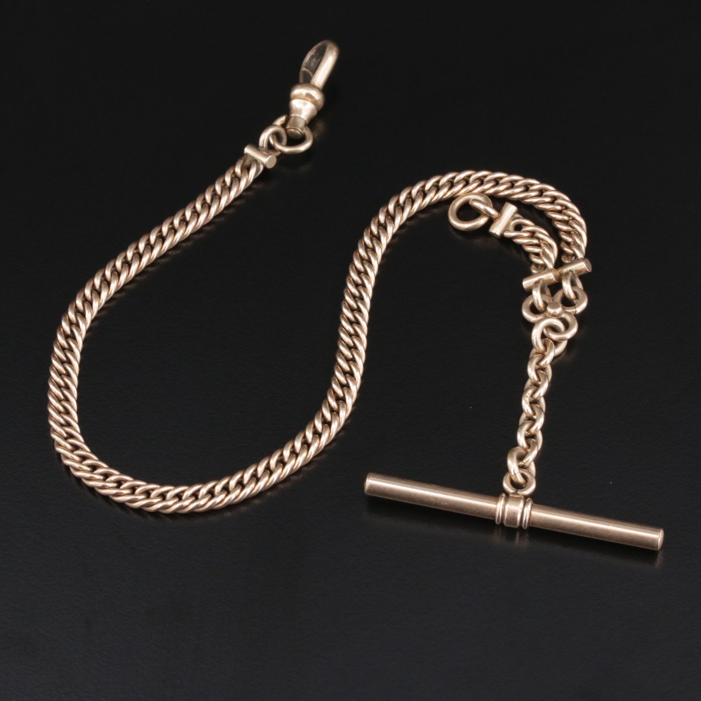 Vintage 10K Yellow Gold Watch Chain