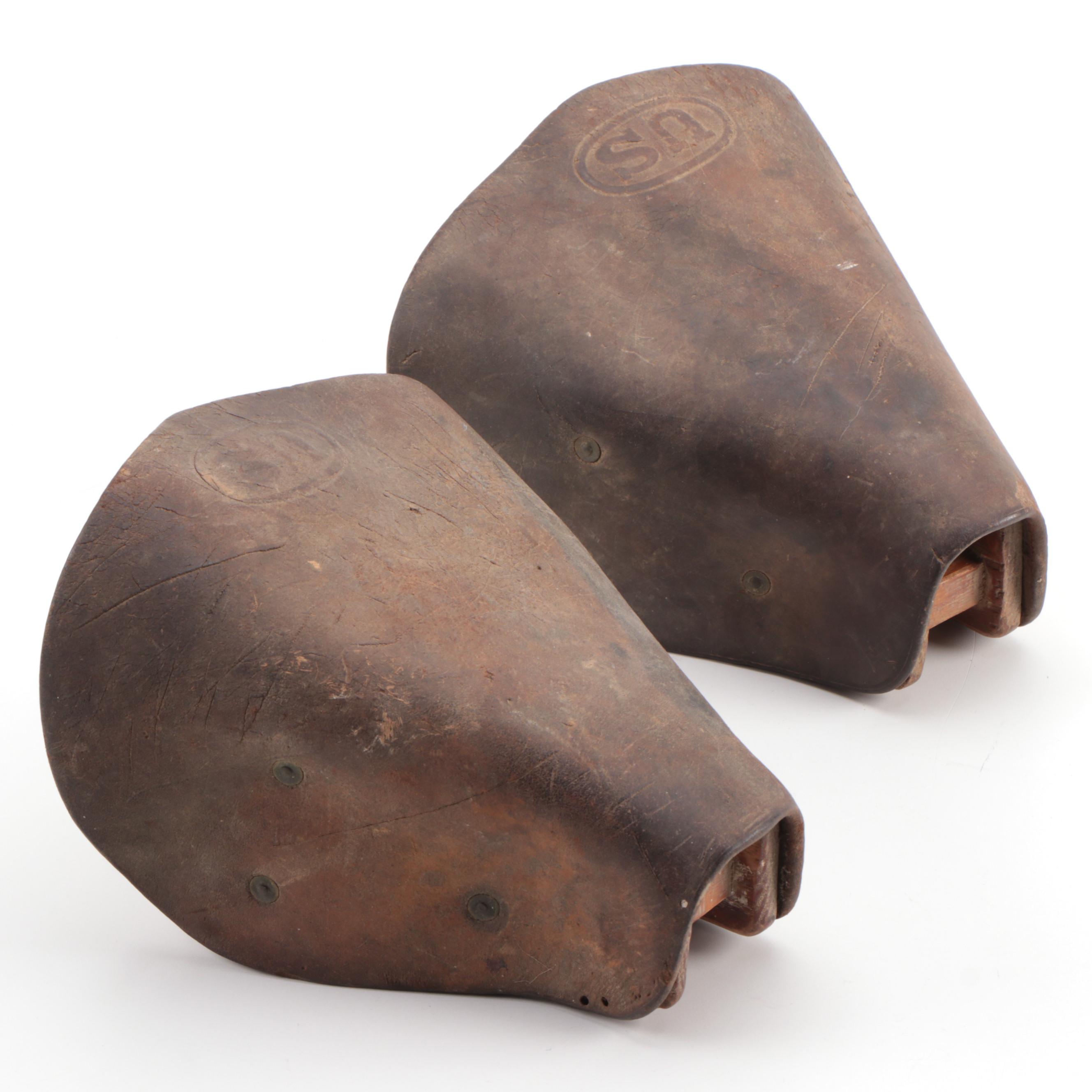 Civil War Era United States Cavalry Leather and Wood Stirrups