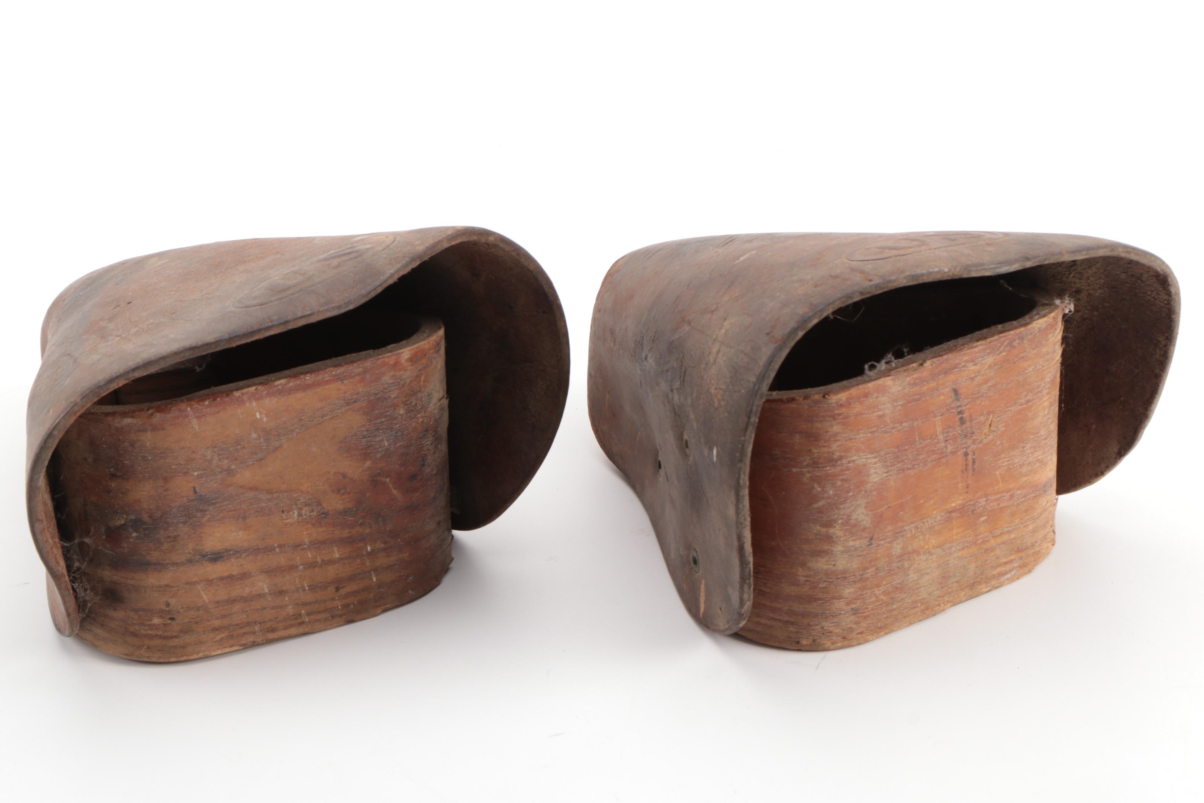 Civil War Era United States Cavalry Leather and Wood Stirrups