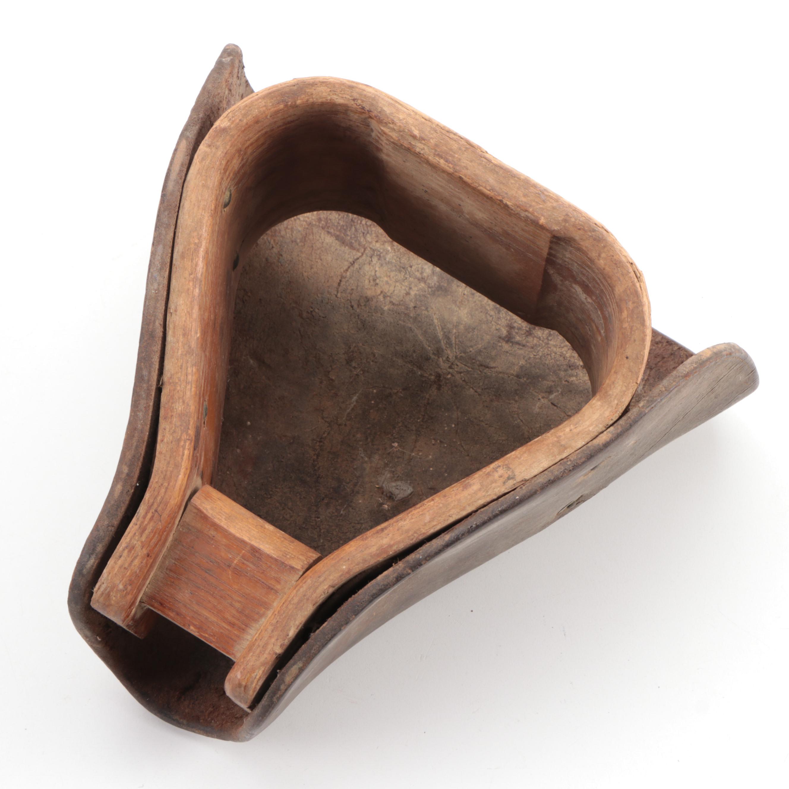 Civil War Era United States Cavalry Leather and Wood Stirrups