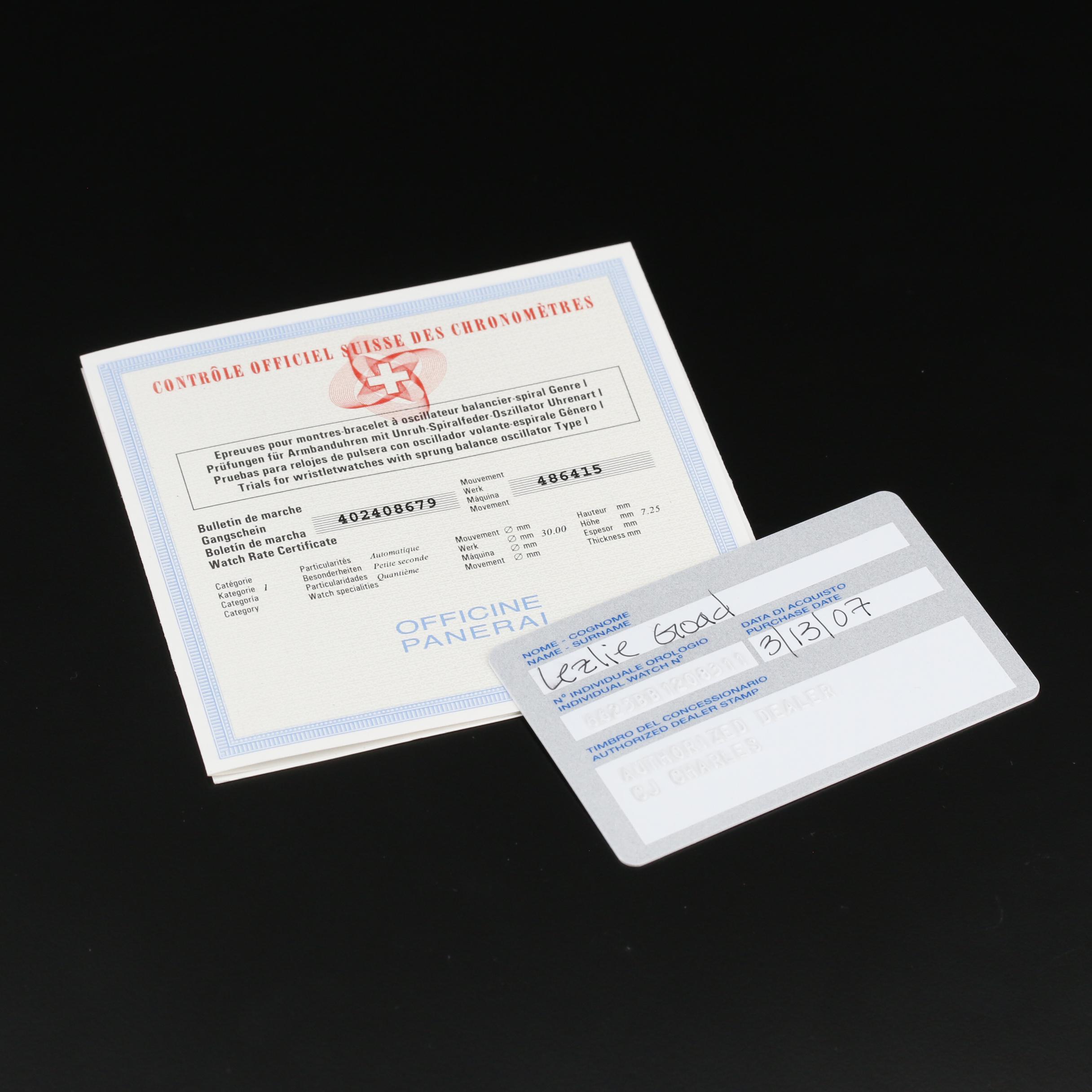 Panerai Luminor Marina Stainless Steel Automatic Watch, 2007