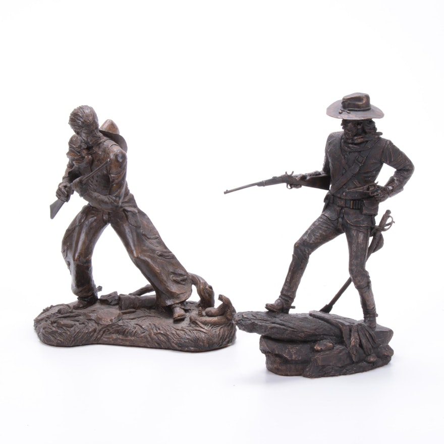 Jim Ponter Plaster Sculptures "The Cavalry Man" and "The Trail Boss"