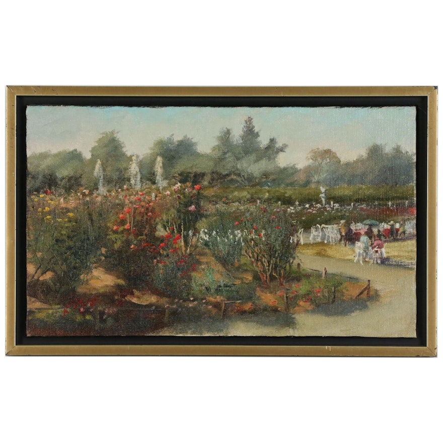 Kaz Ooka Landscape Oil Painting "A Path in the Rose Garden"