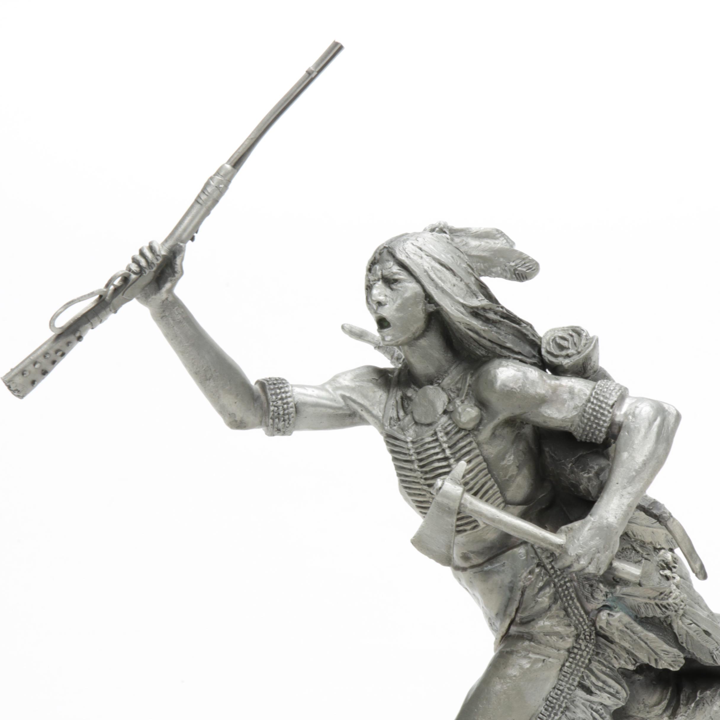 Jim Ponter Pewter Sculpture "Comanche Warrior", 1985