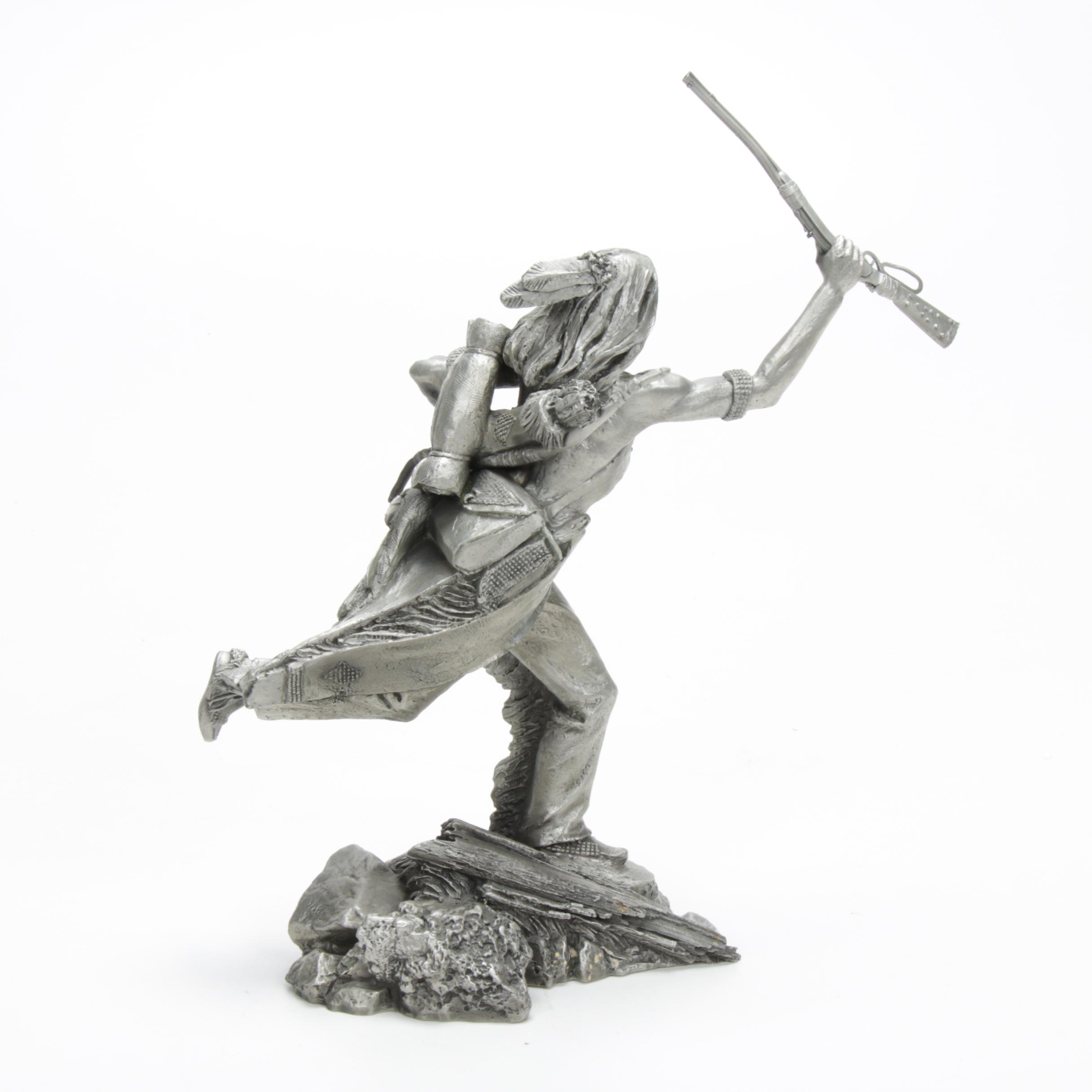 Jim Ponter Pewter Sculpture "Comanche Warrior", 1985