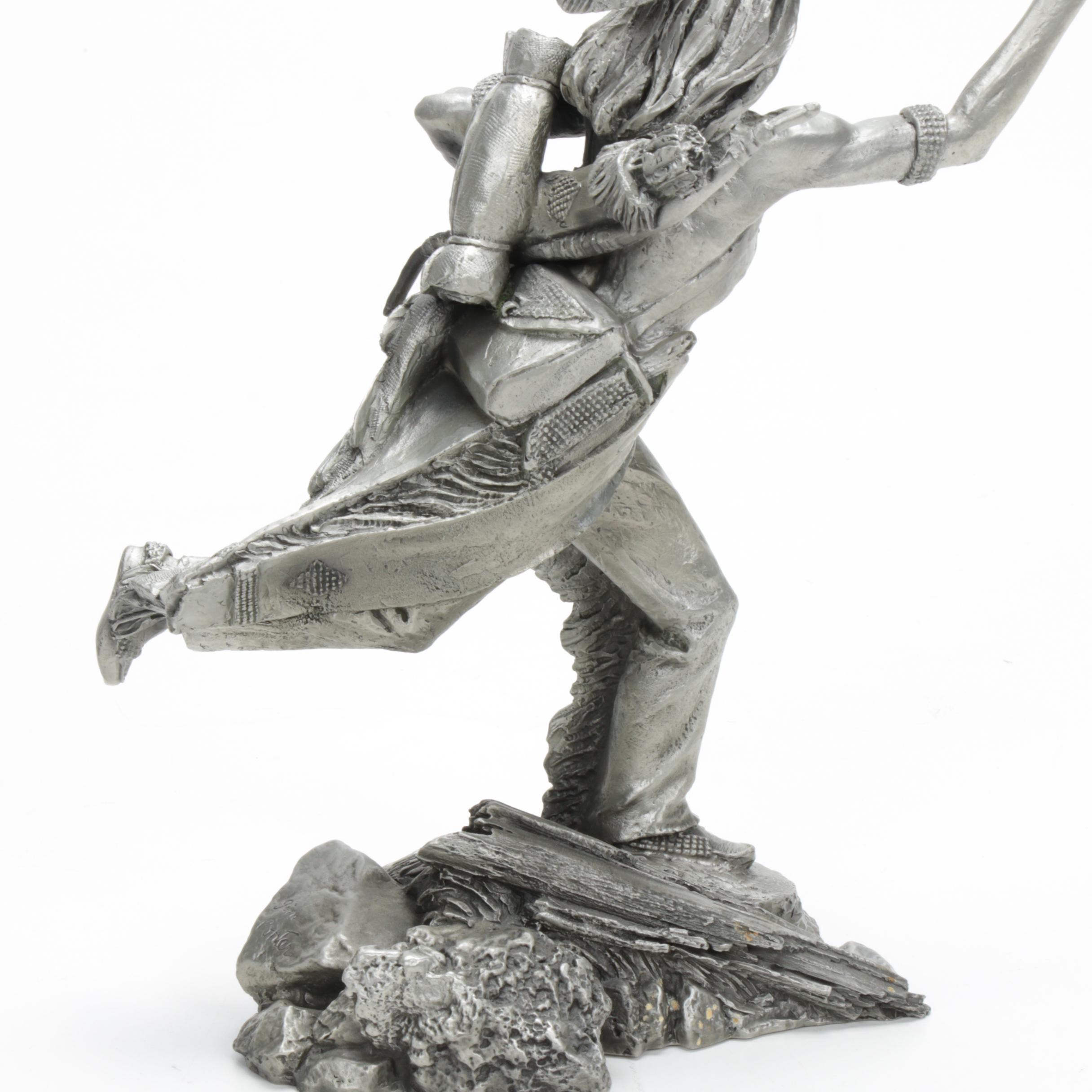 Jim Ponter Pewter Sculpture "Comanche Warrior", 1985