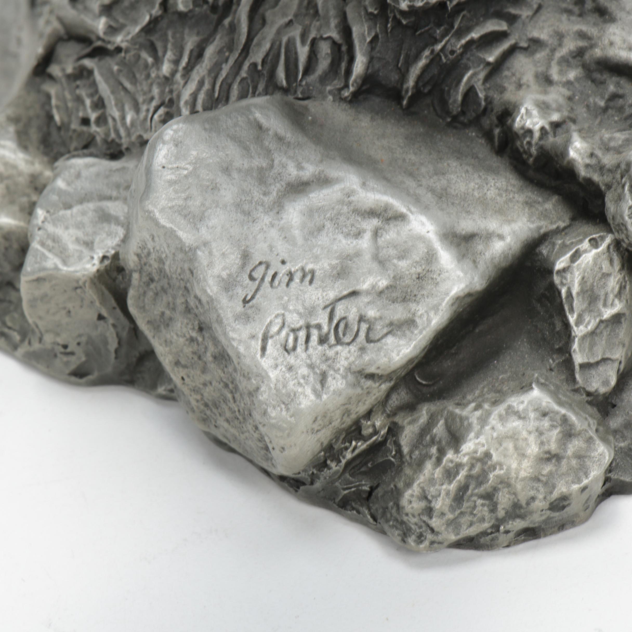 Jim Ponter Pewter Sculpture "Comanche Warrior", 1985