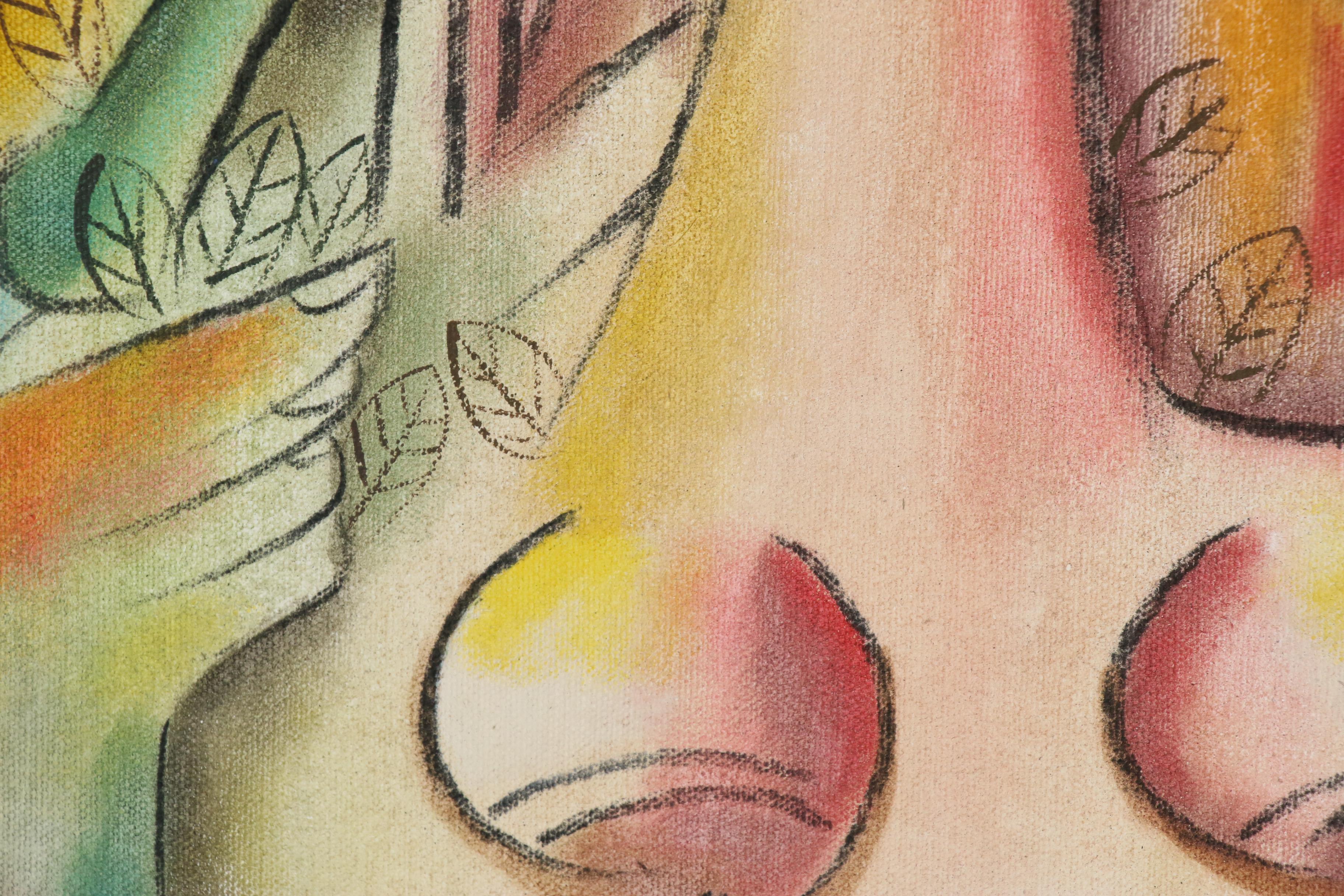 Michel Blazquez Acrylic Painting "Women with Bird"